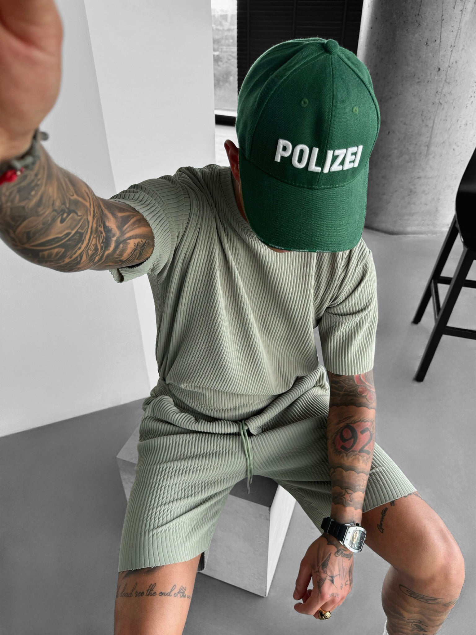 Oversize Ribbed T-Shirt - Green