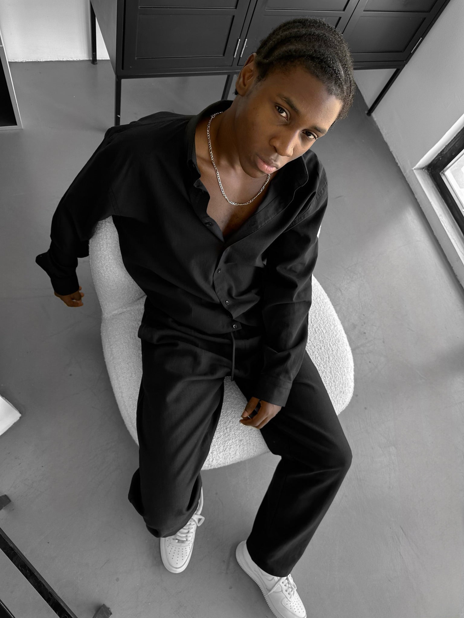 Oversize Cotton Oxford Shirt - Black