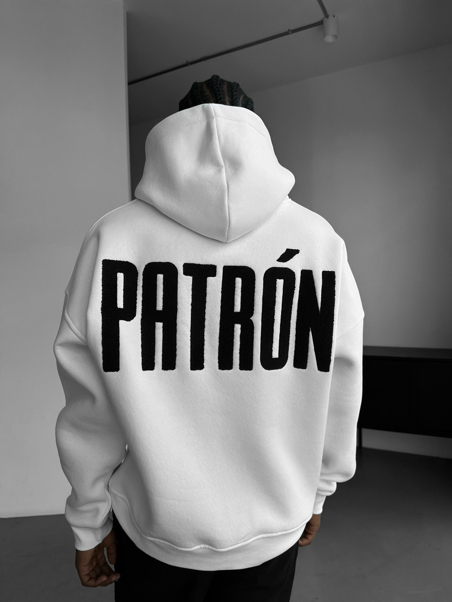 Oversize Detailed Patron Hoodie - Ecru