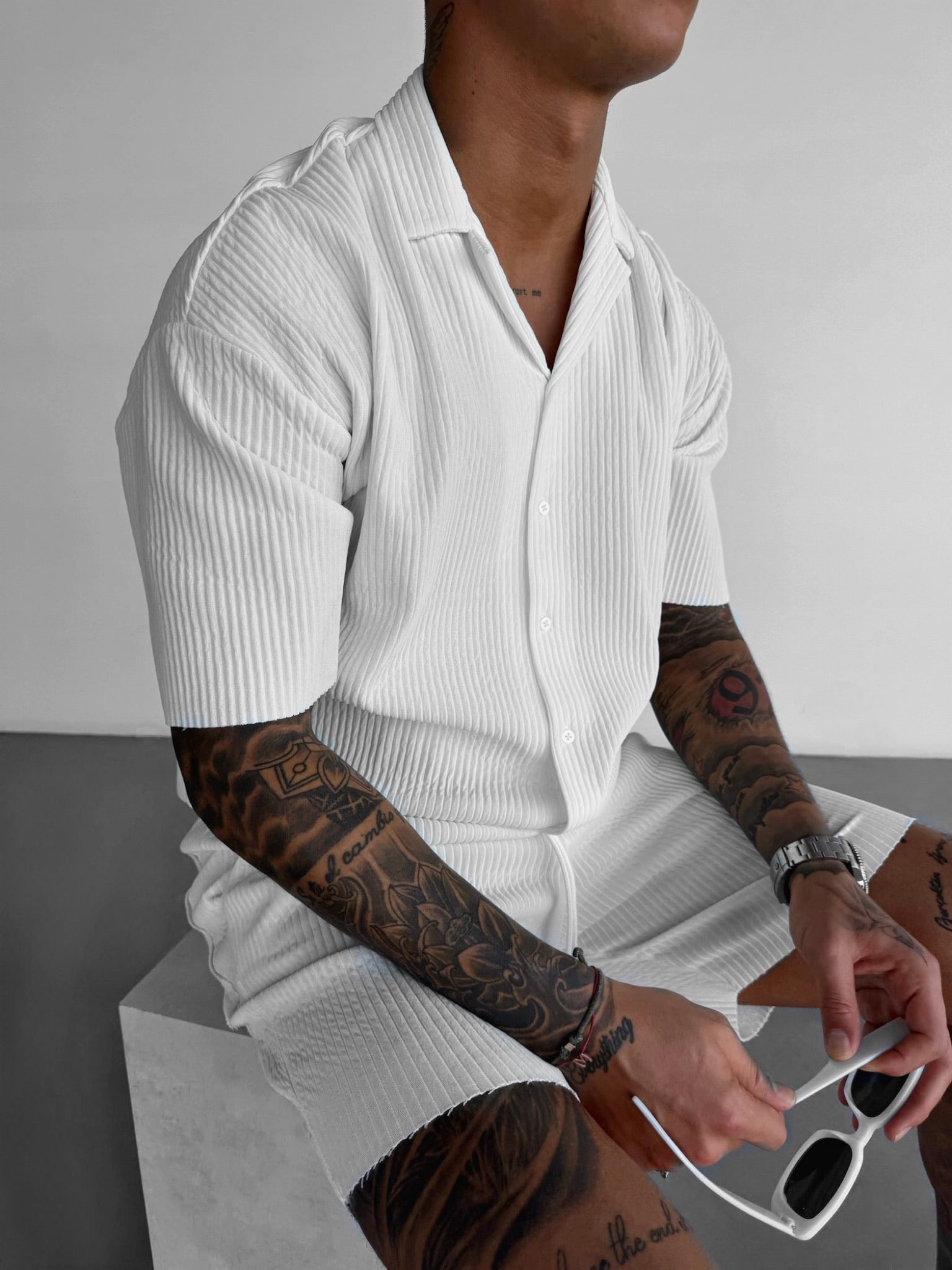 Oversize Ribbed Shirt - White