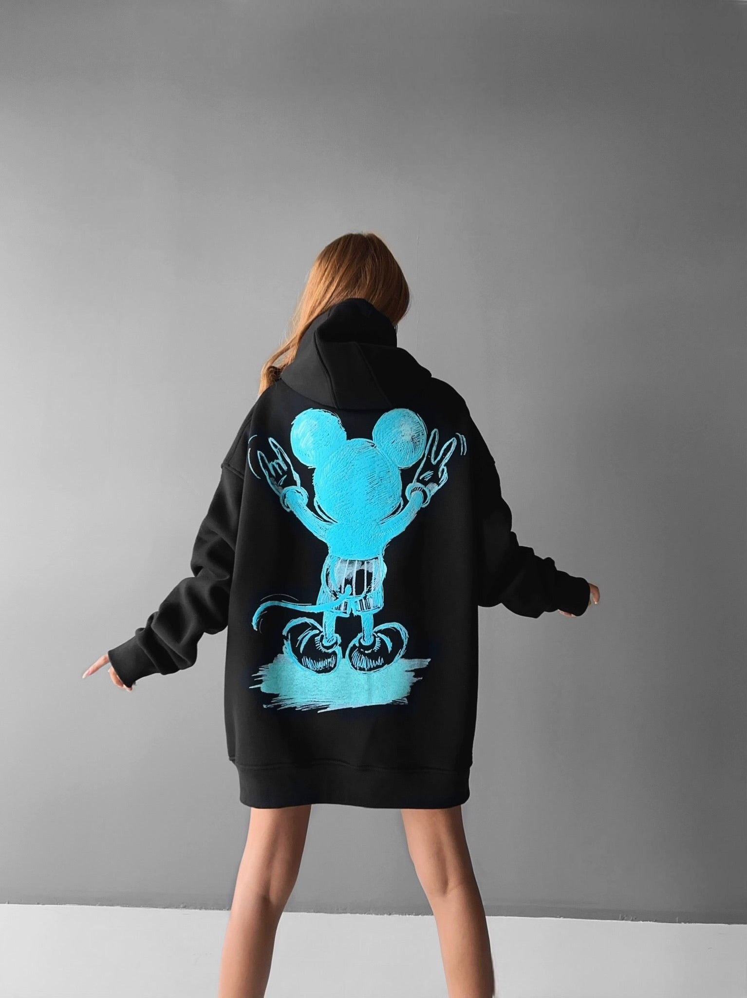 Oversize Mouse Hoodie - Black and Blue