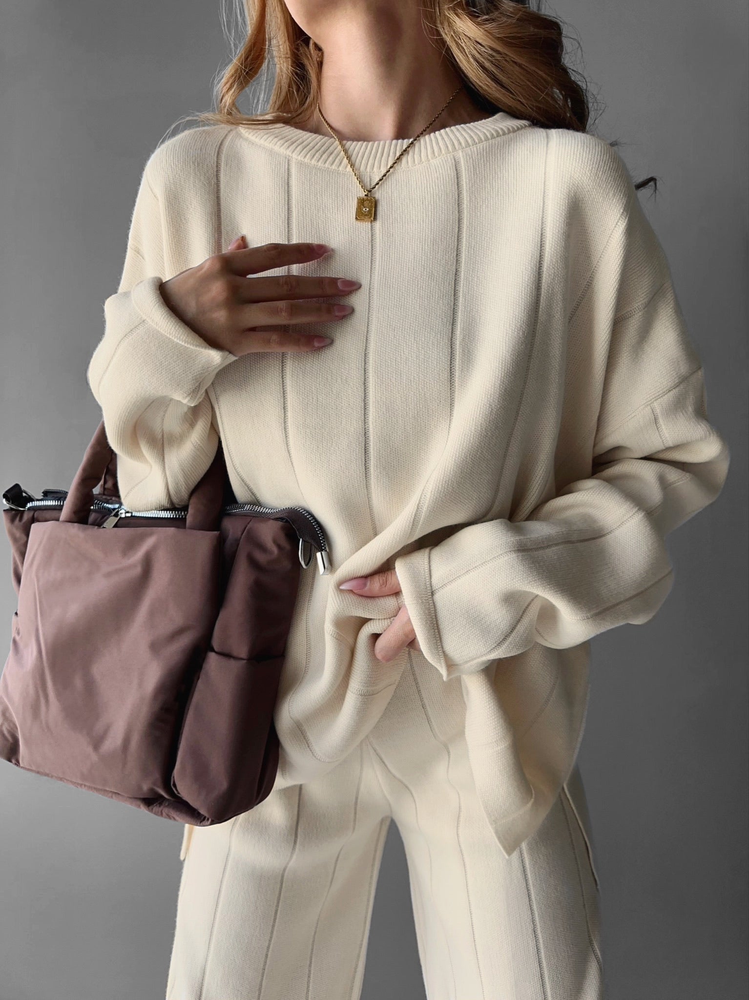 Knit Textured Sweater - Ecru