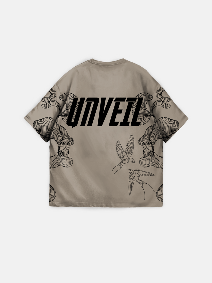 Oversize 'Unveil' T-Shirt - Beige