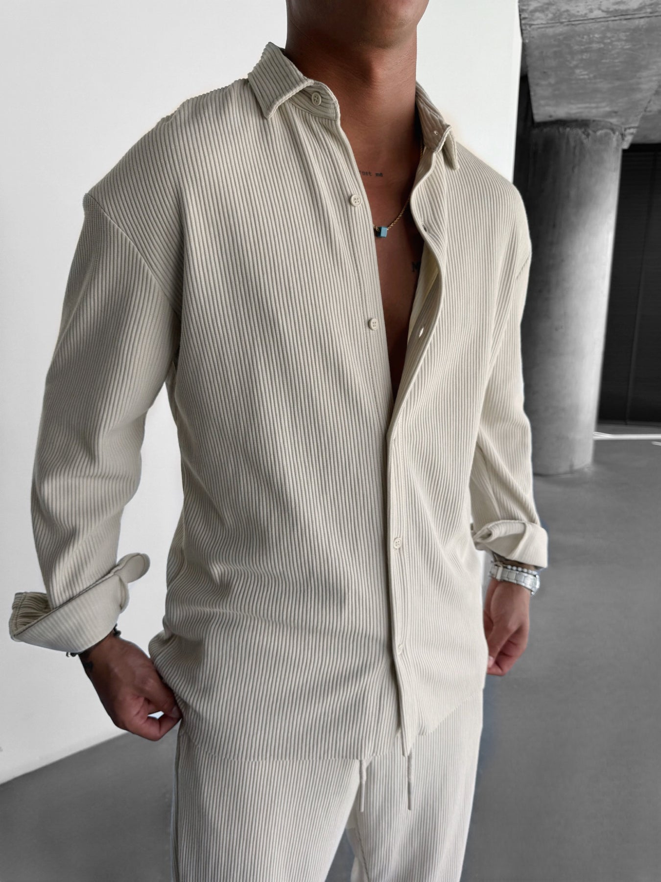 Oversize Cord Shirt - Beige