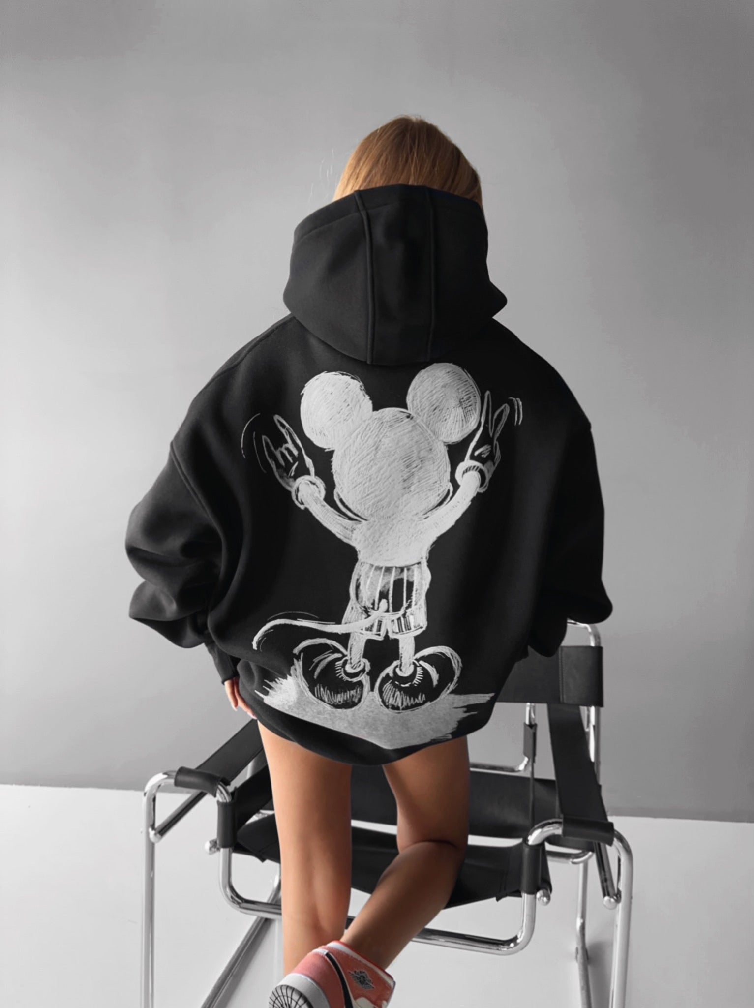 Oversize Mouse Hoodie - Black and White