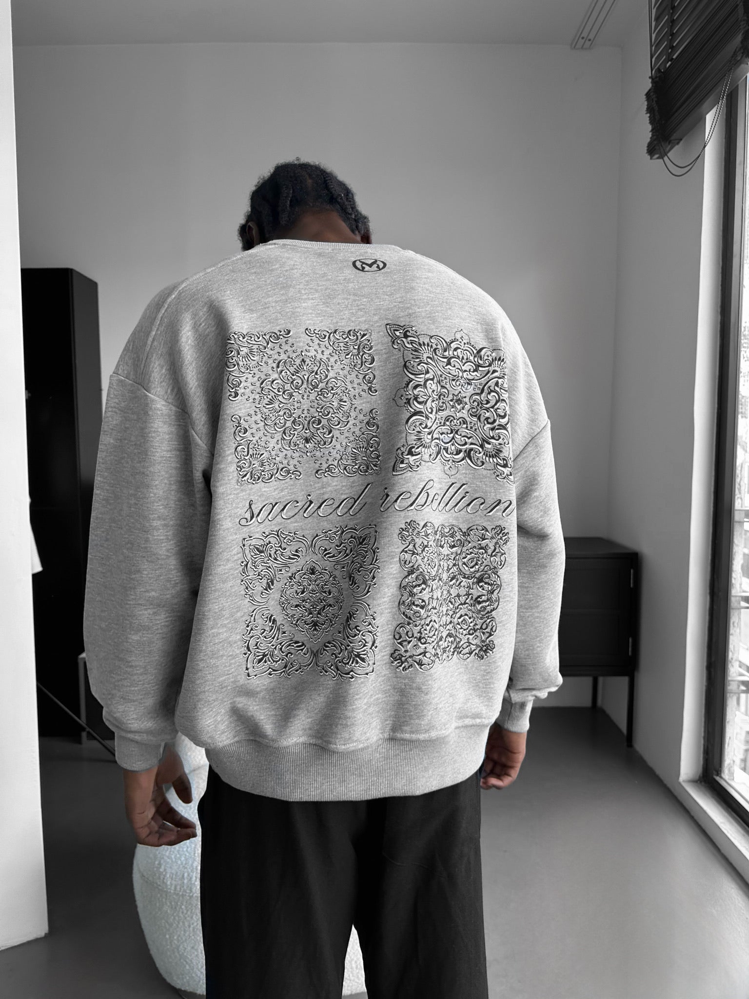 Oversize Sacred Rebellion Sweater - Grey Melange