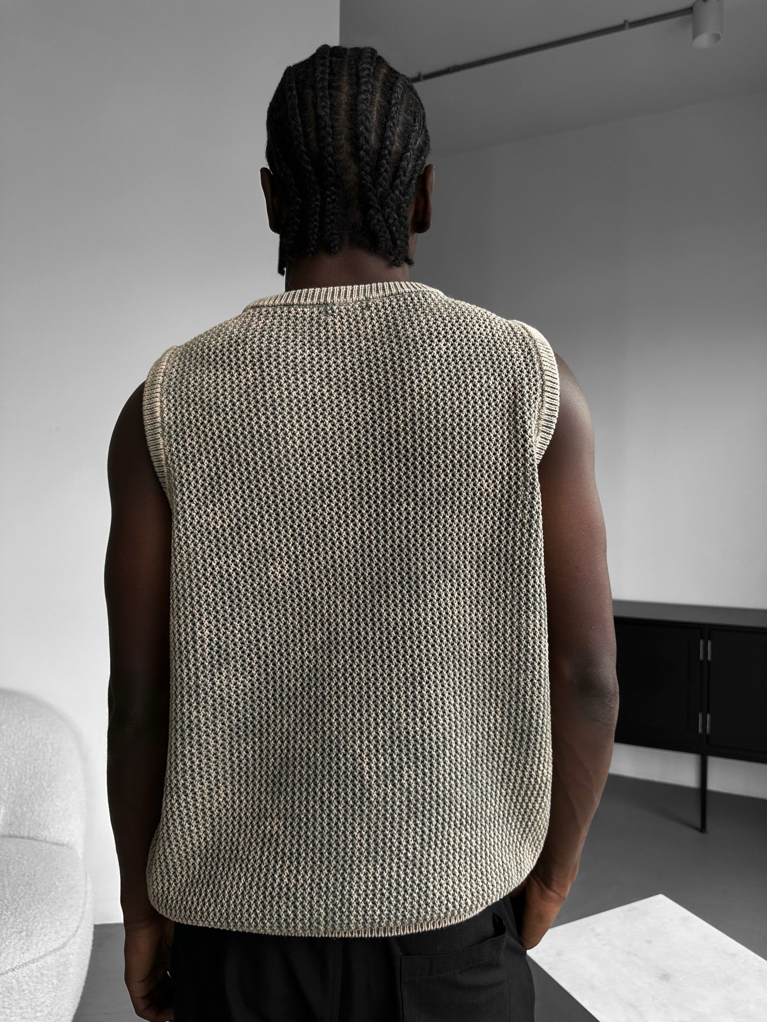 Oversize Washed Knit 'W‘ Tanktop - Stone