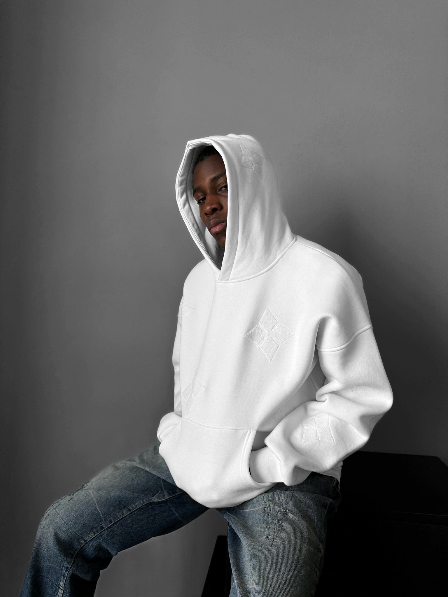 Oversize Detailed Hoodie - Ecru