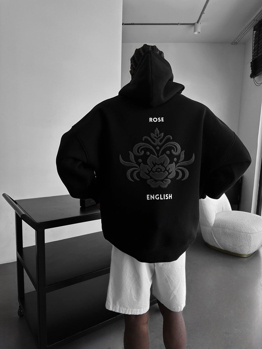 Oversize Damask Hoodie - Black