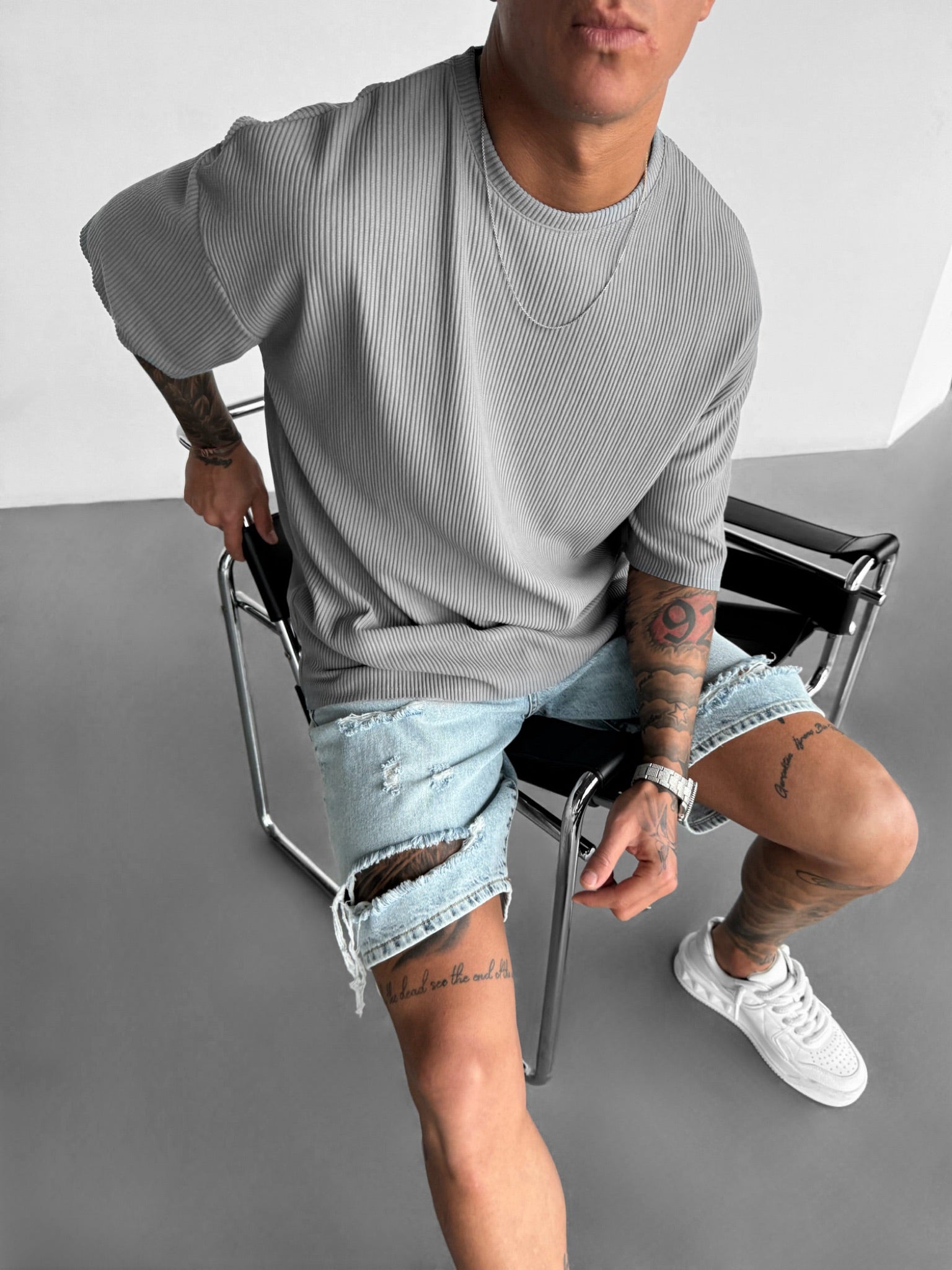 Oversize Cord Tee - Grey