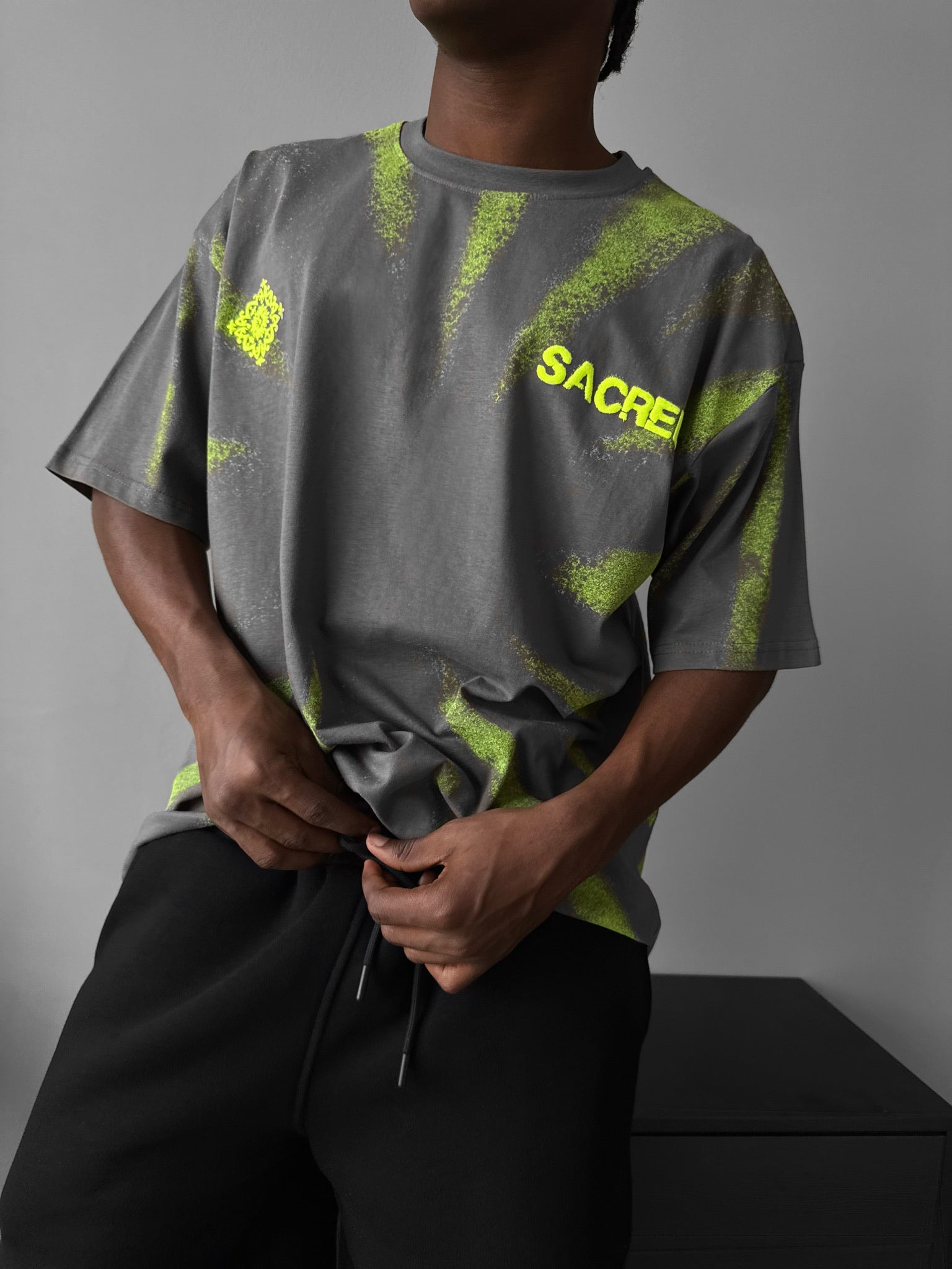 Oversize 'Sacred' T-Shirt - Anthracite