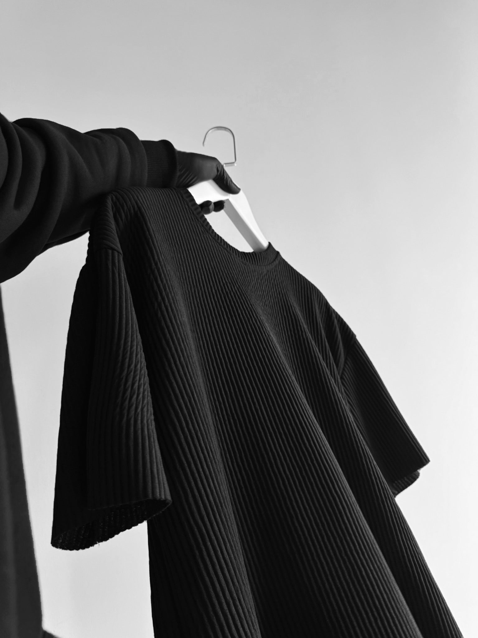 Oversize Ribbed T-Shirt - Black