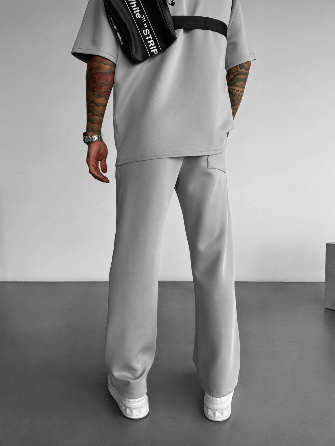 Loose Fit Diver Fabric Trousers - Grey