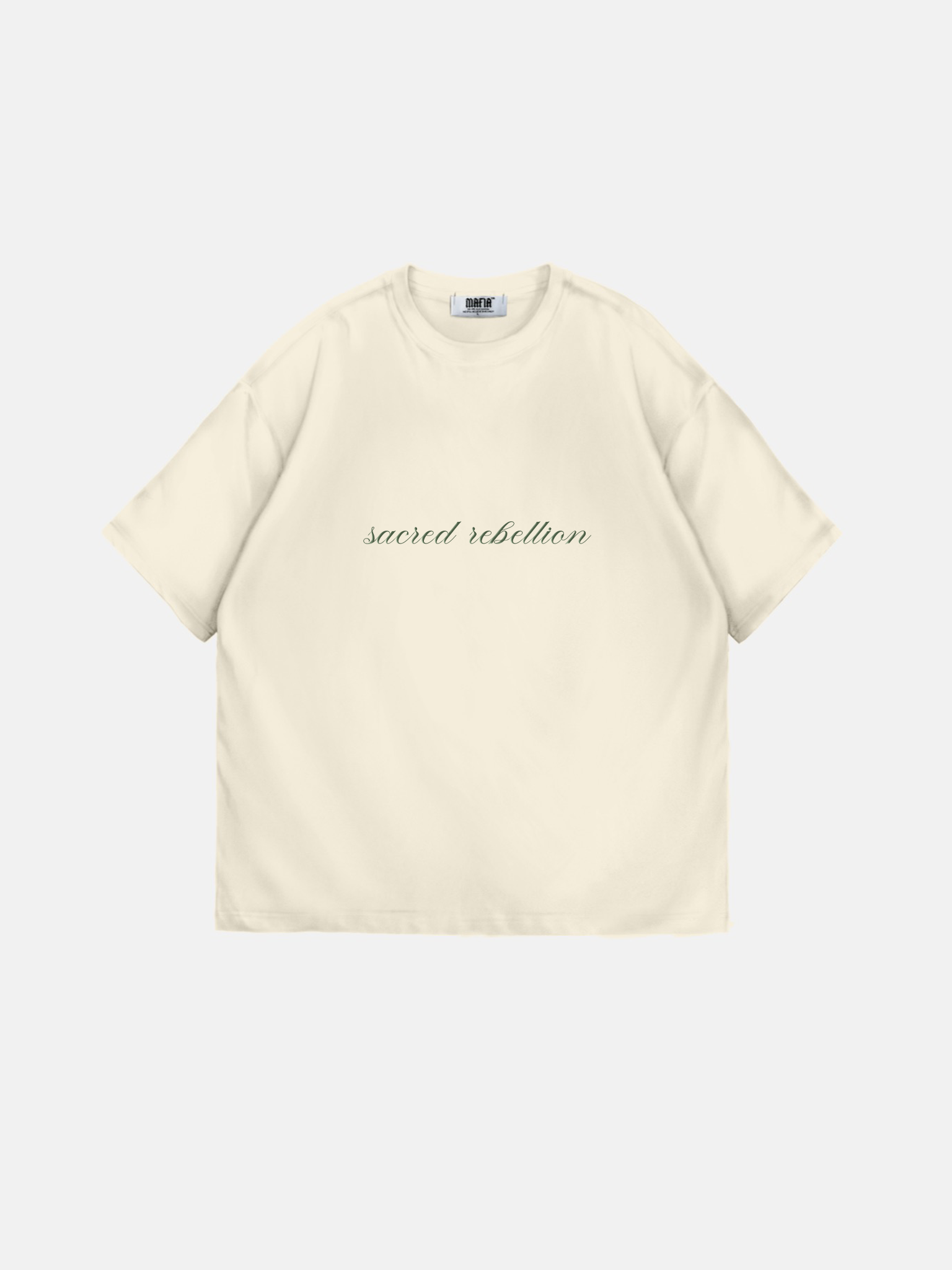 Oversize 'Sacred Rebellion' T-Shirt - Antique White