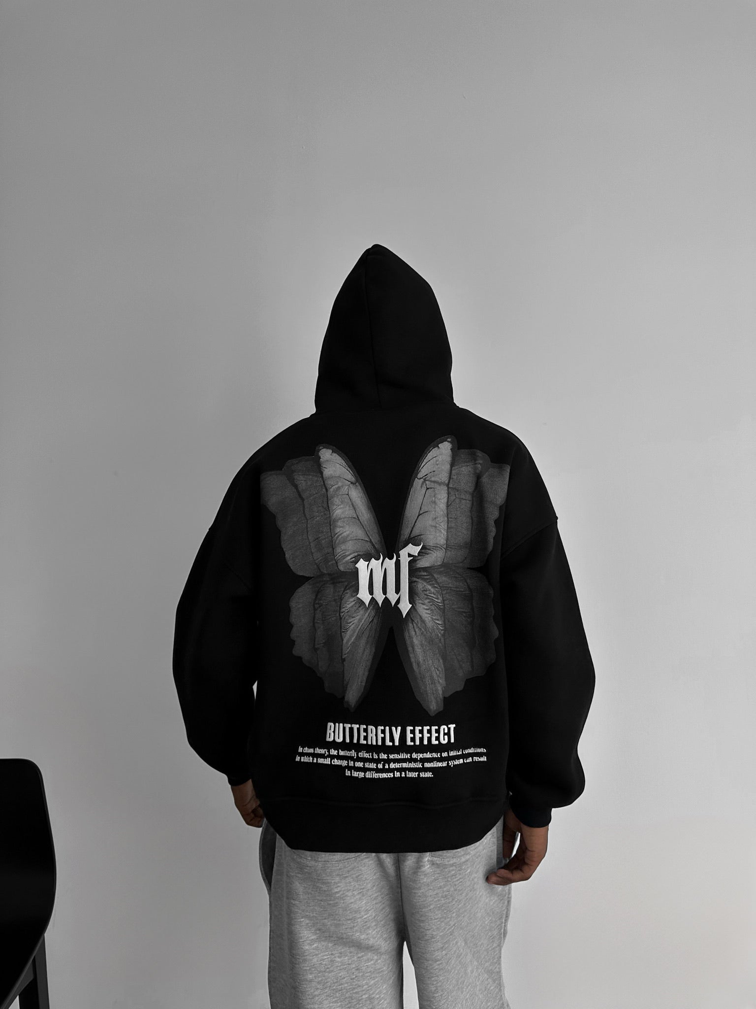 Oversize Butterfly Effect Hoodie - Black and Anthracite