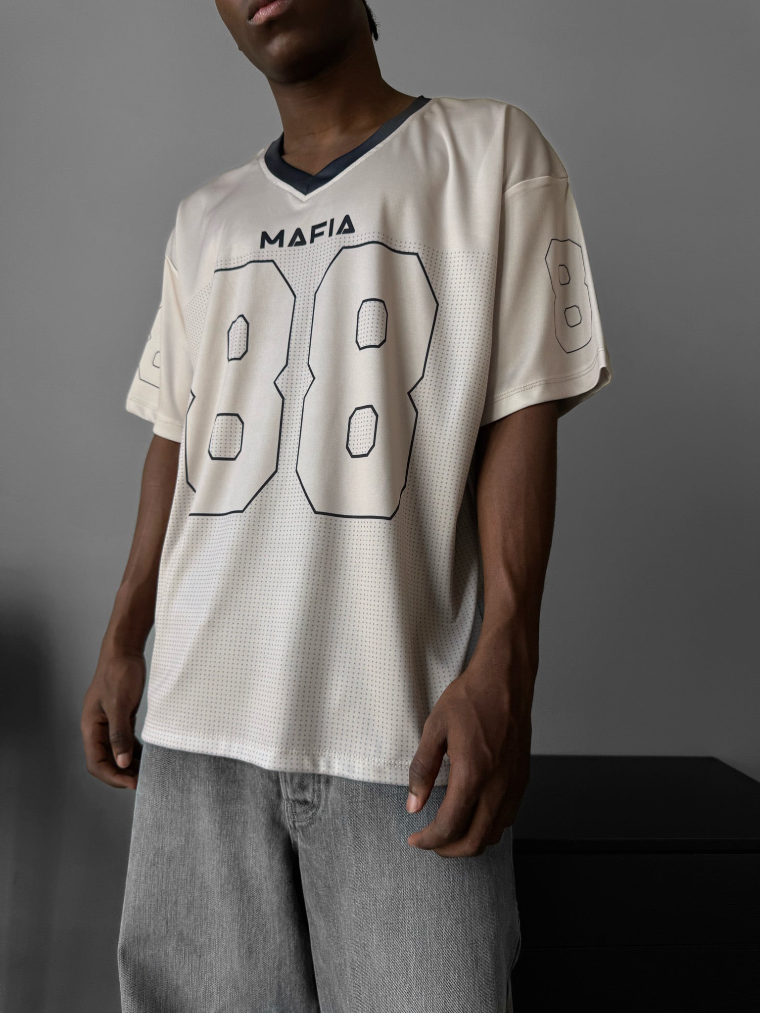 Oversize Varsity Mafia T-Shirt - Stone