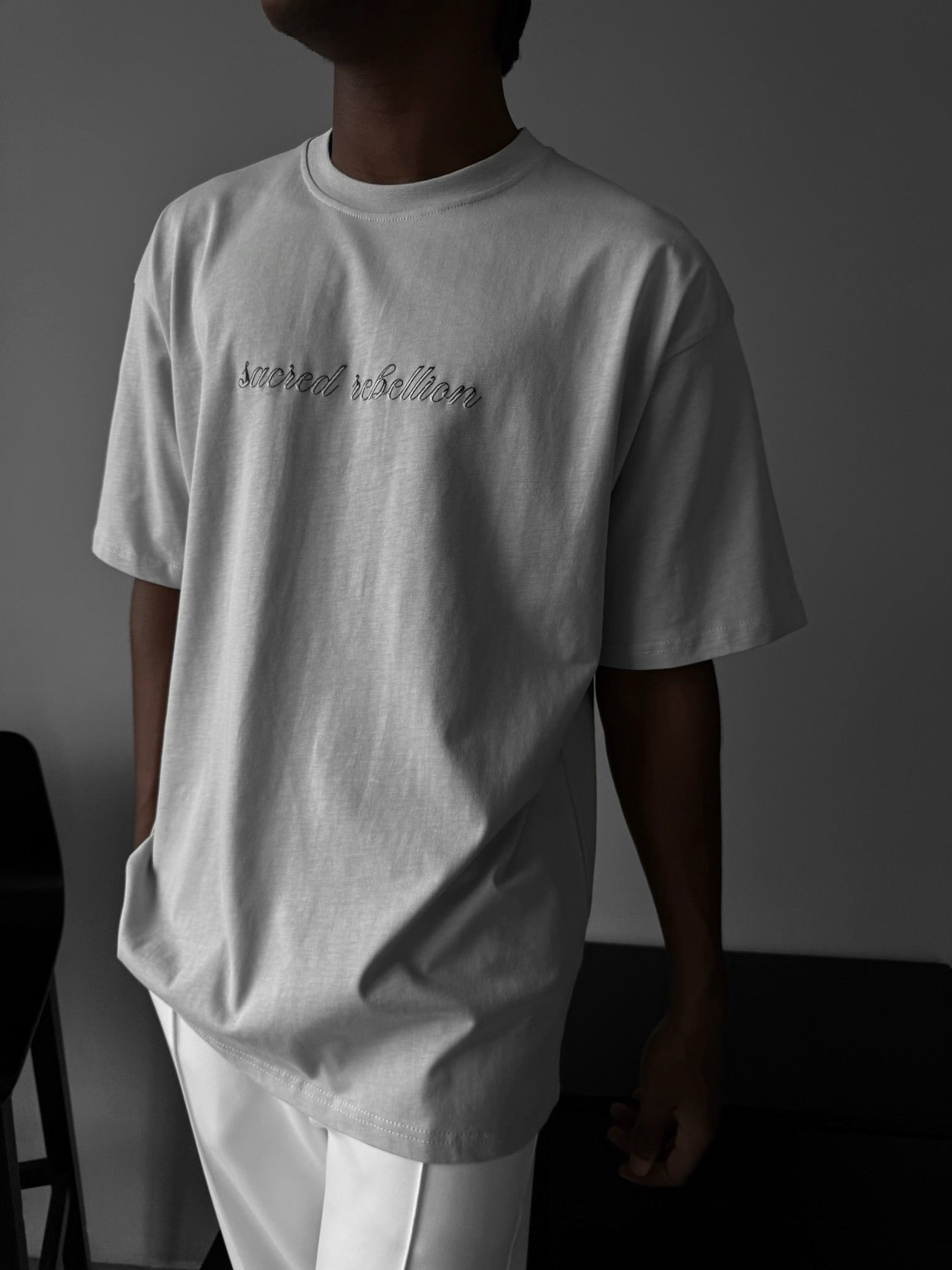 Oversize 'Sacred Rebellion' T-Shirt - Grey