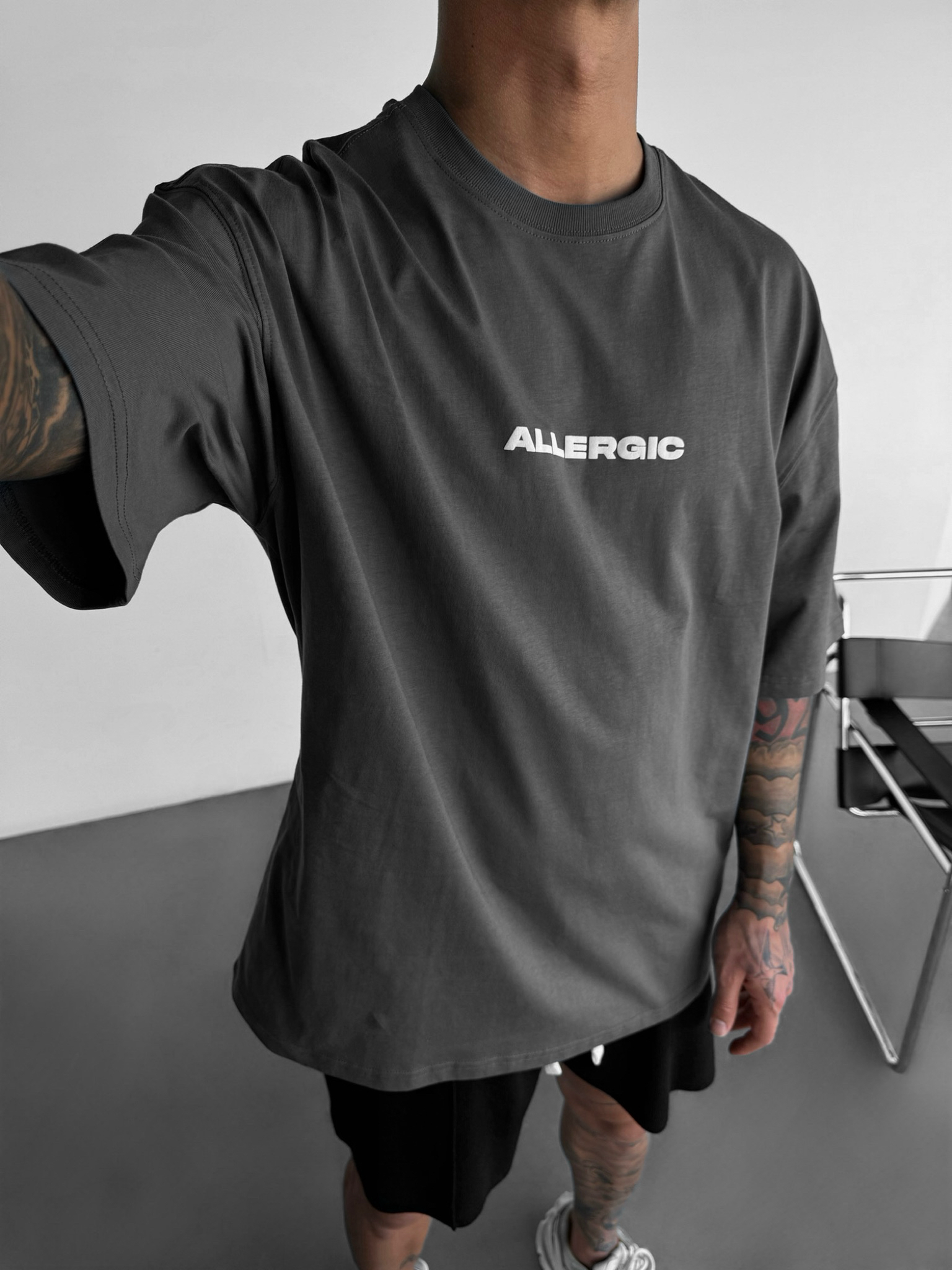 Oversize Allergic T-Shirt - Anthracite and Blue