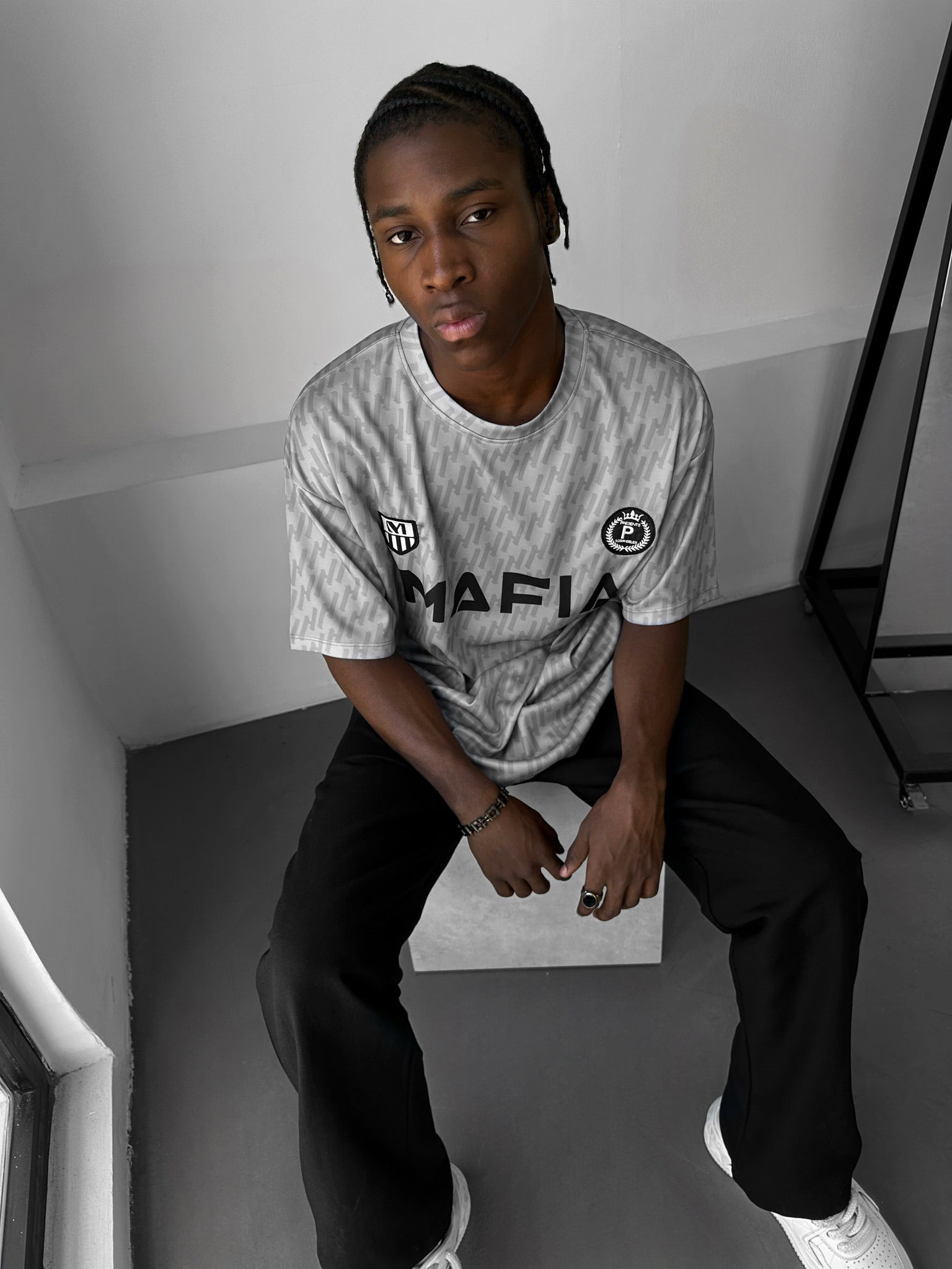 Oversize Mafia Trikot T-Shirt - Grey