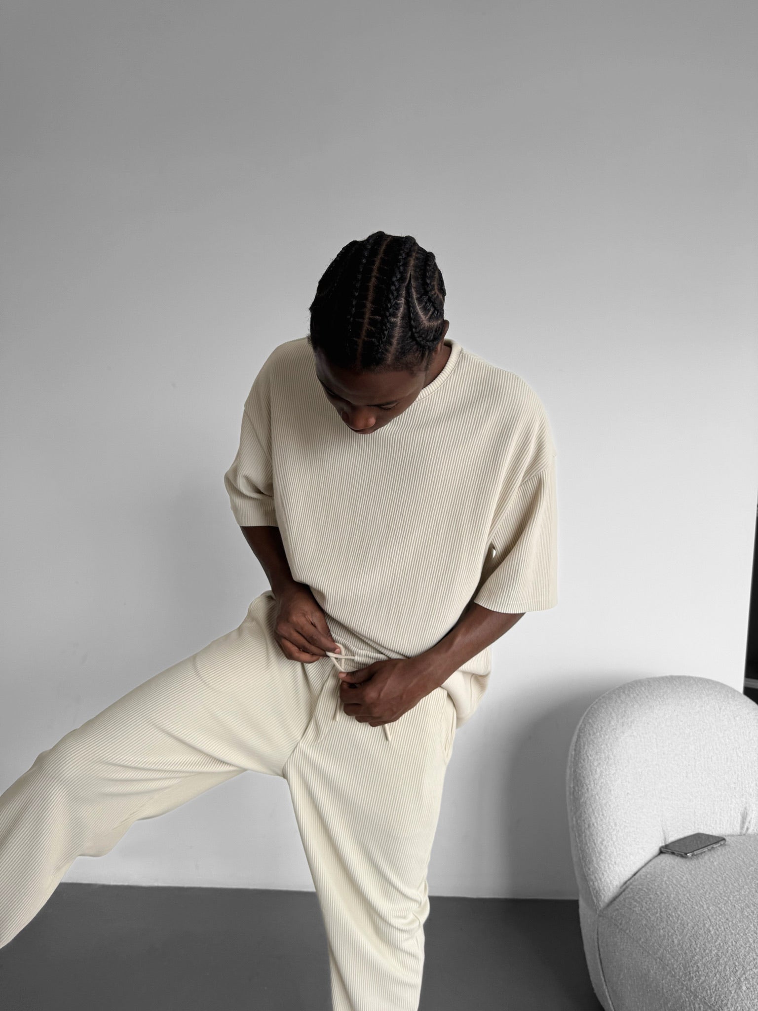 Oversize Cord Tee - Beige
