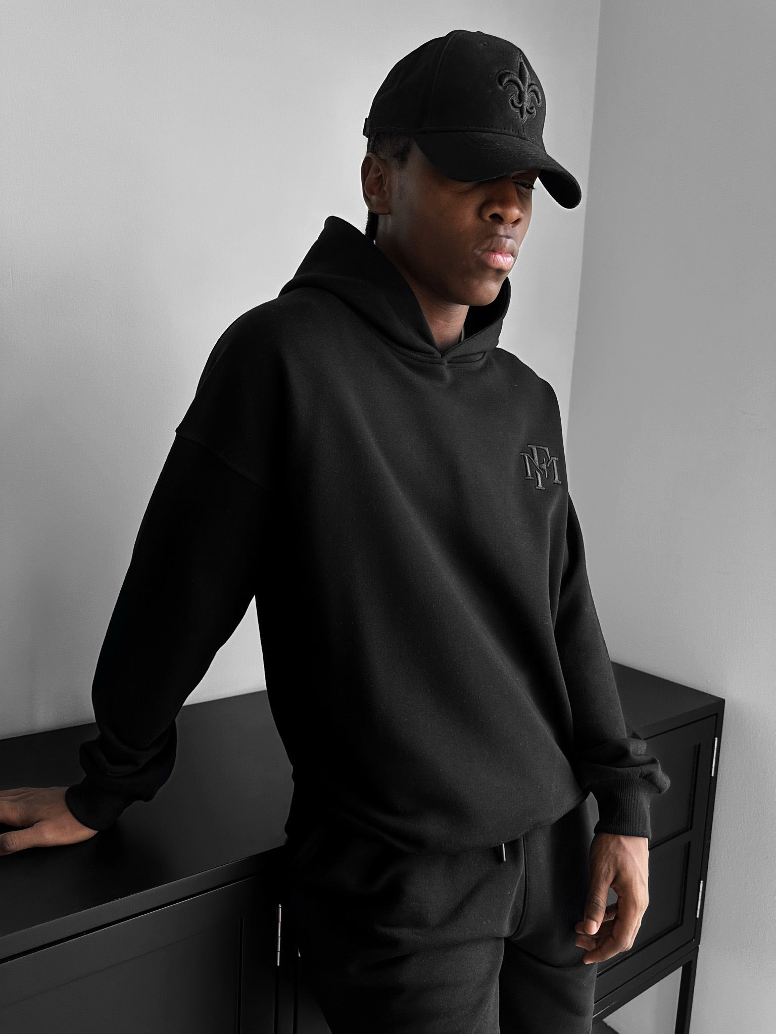 Loose Fit ‘MF’ Hoodie - Black
