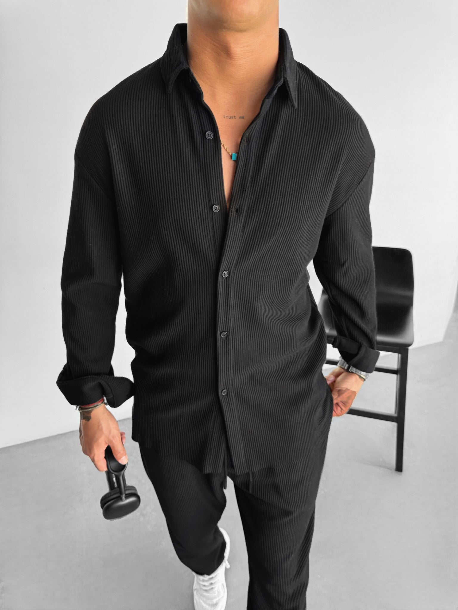 Oversize Cord Shirt - Black