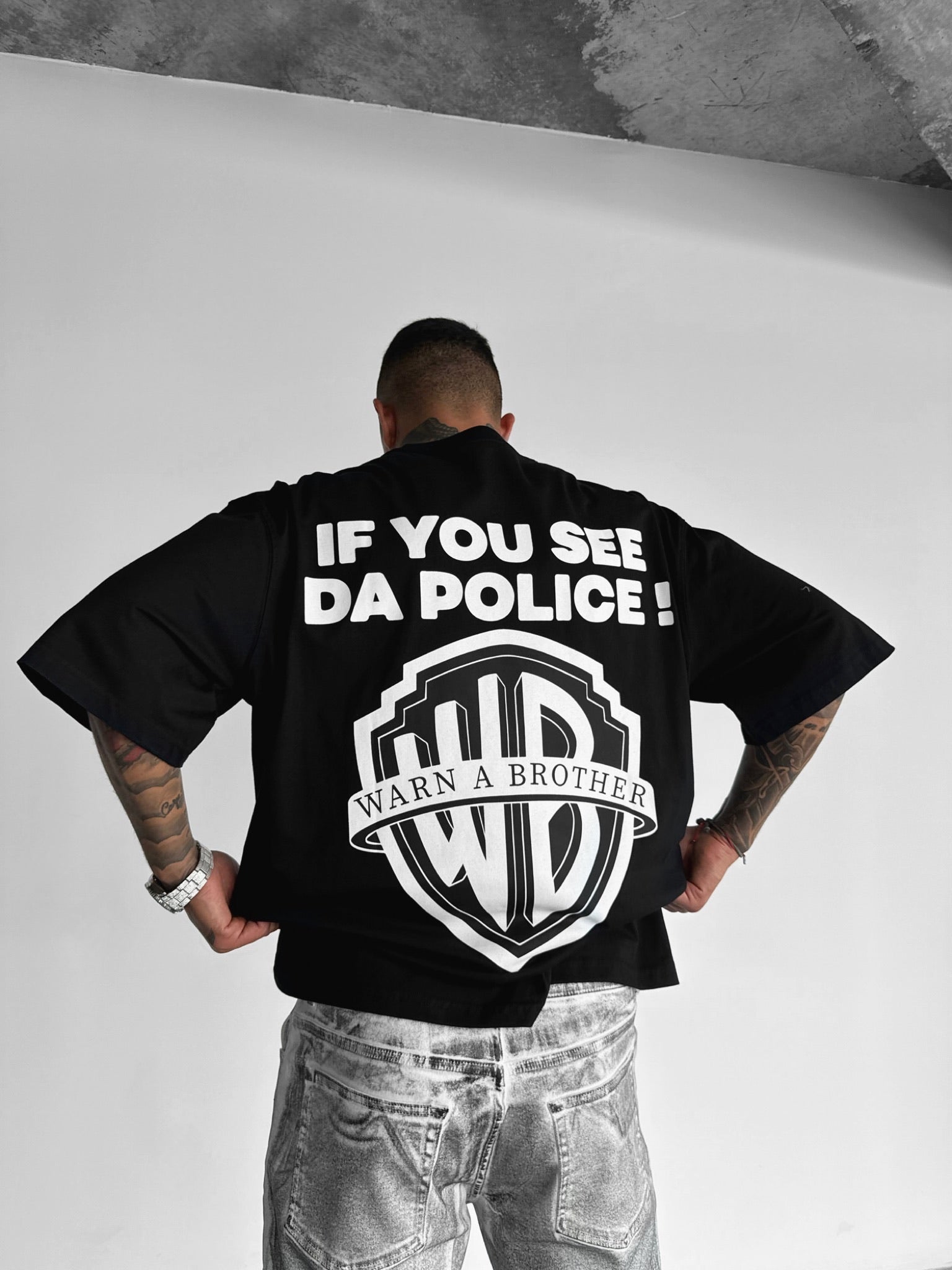 Oversize Warn a Brother Hoodie - Jet Black