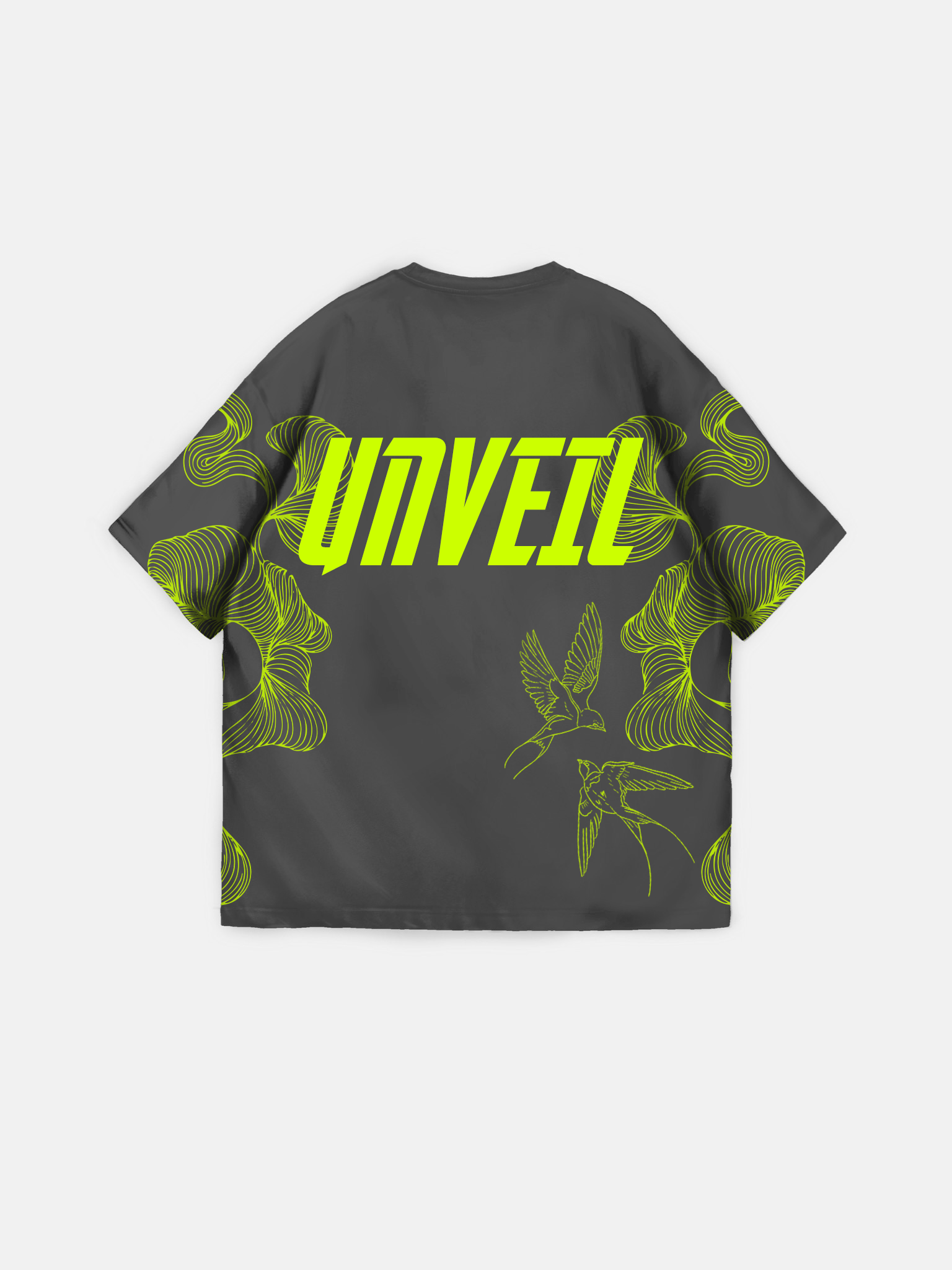 Oversize 'Unveil' T-Shirt - Anthracite and Green