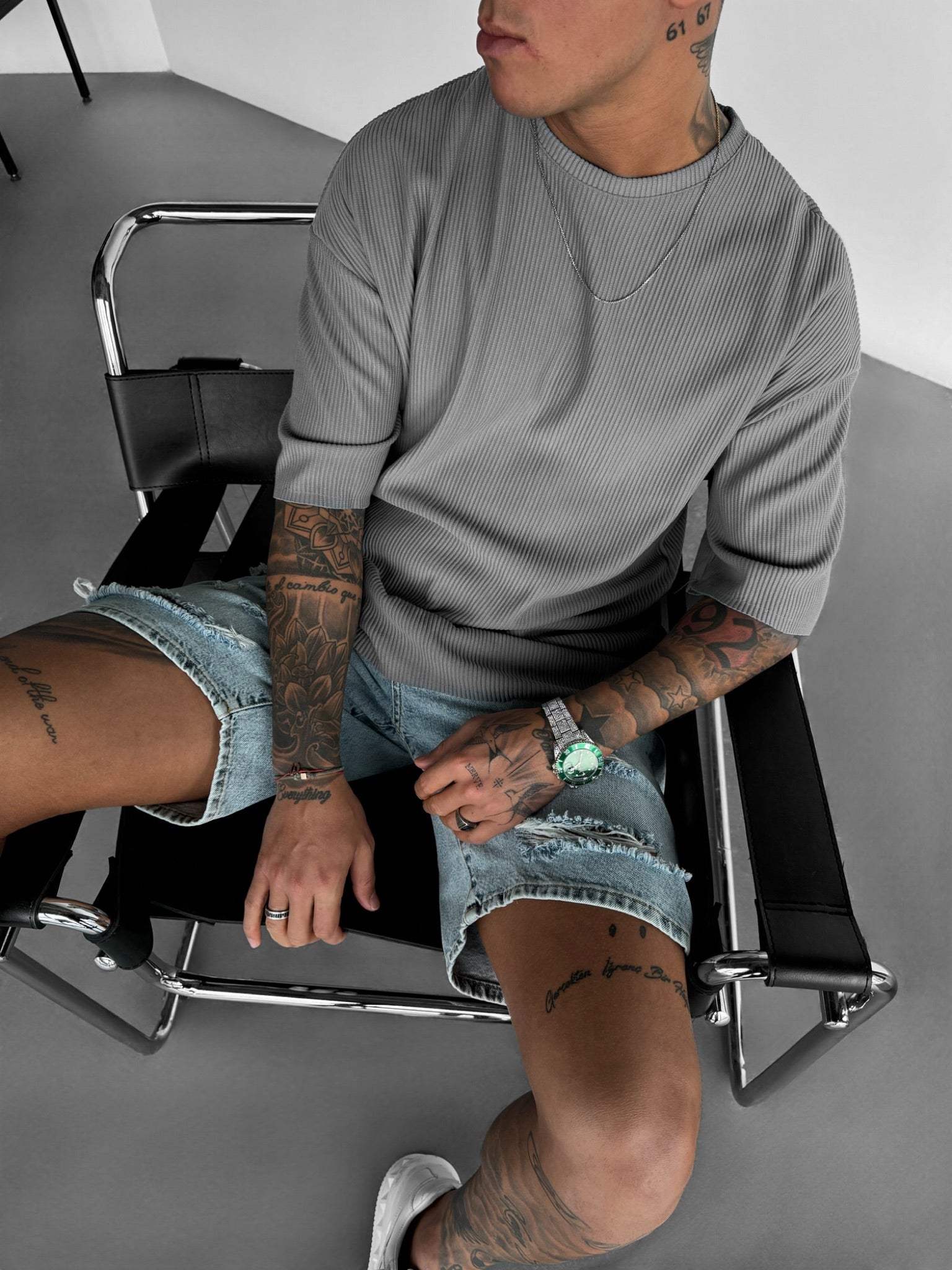 Oversize Cord Tee - Grey