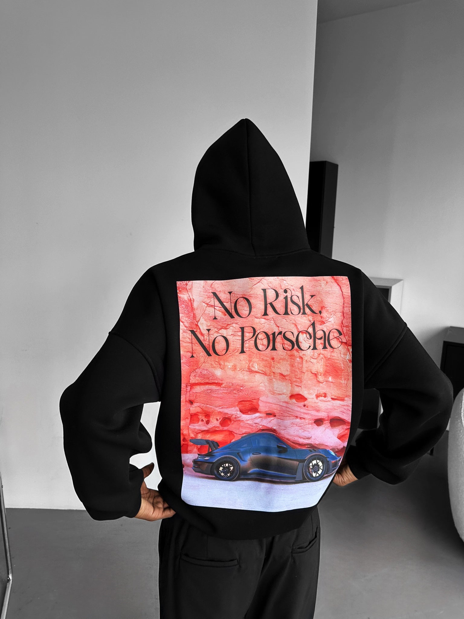 Oversize Porsche Hoodie - Black