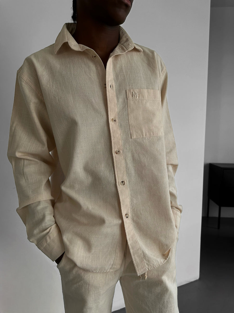 Oversize Linen Suit Shirt - Beige