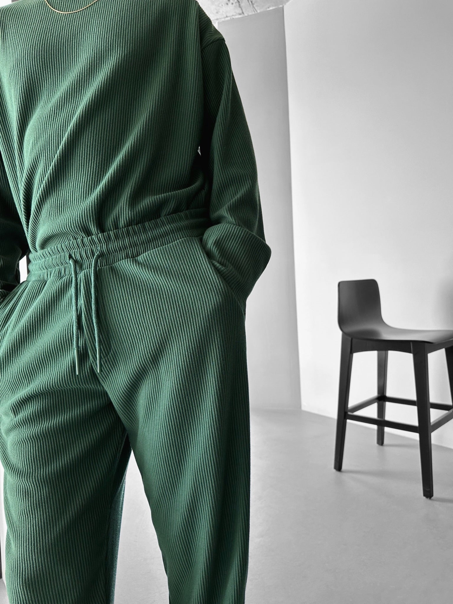 Loose Fit Cord Pant - Forest Green