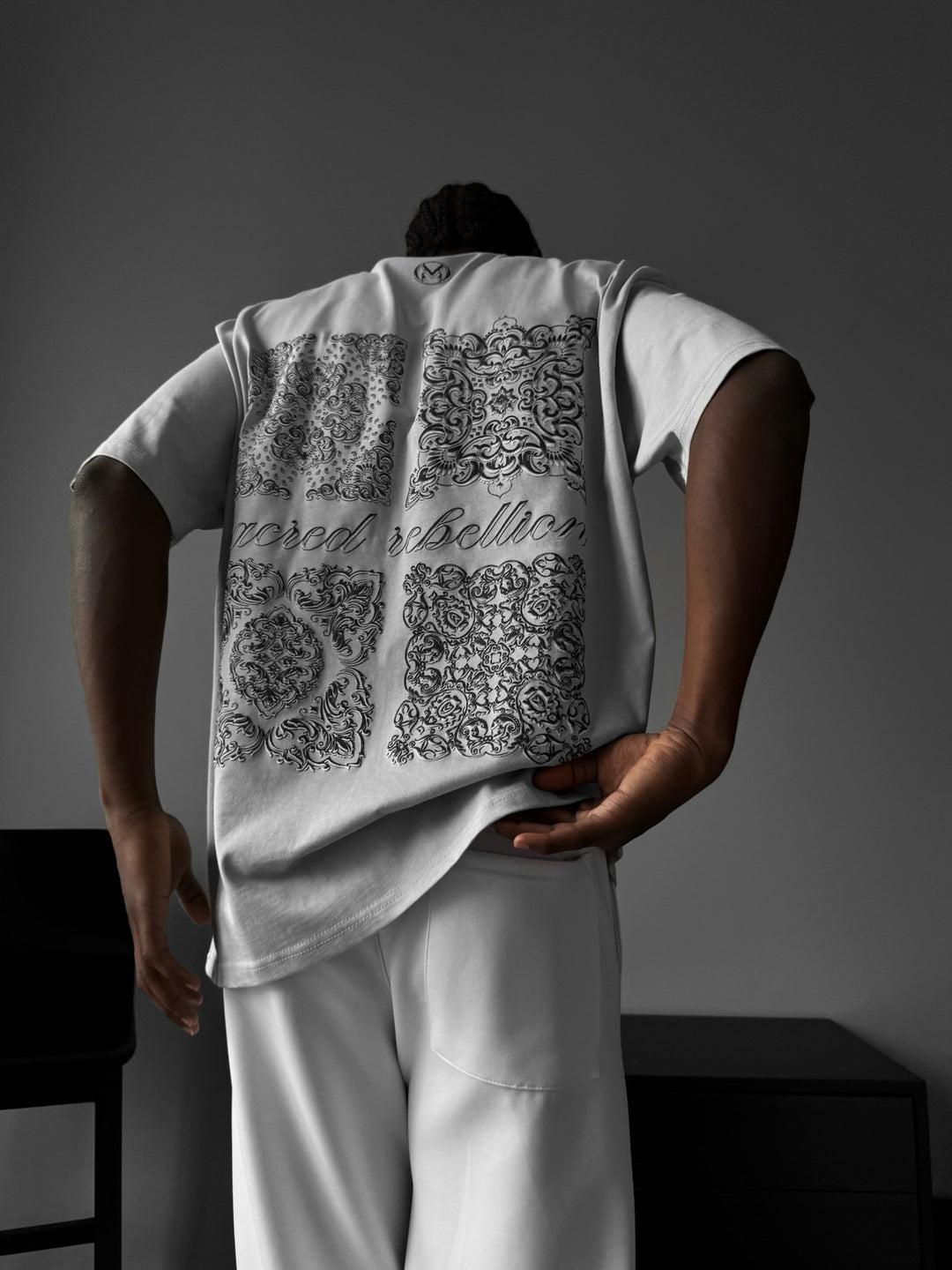 Oversize 'Sacred Rebellion' T-Shirt - Grey