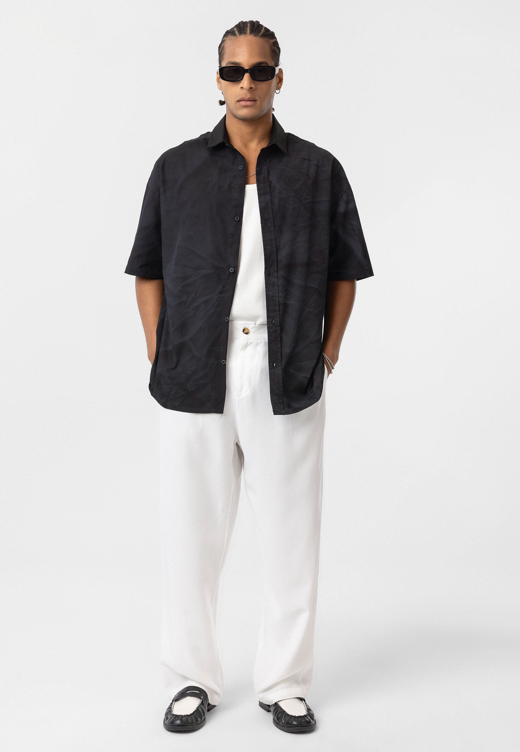 Rich Washed Black Oversize Poplin Shirt – Relaxed Streetwear Staple