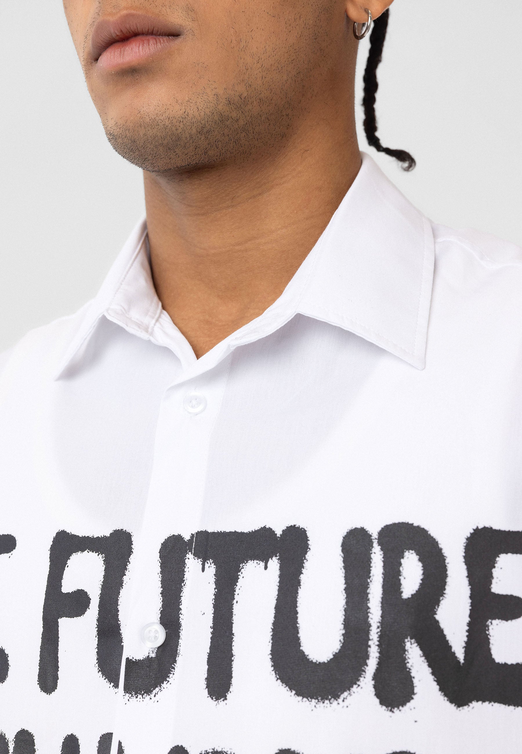 Soft white Oversize Printed Short-Sleeve Shirt – Relaxed Streetwear Vibe