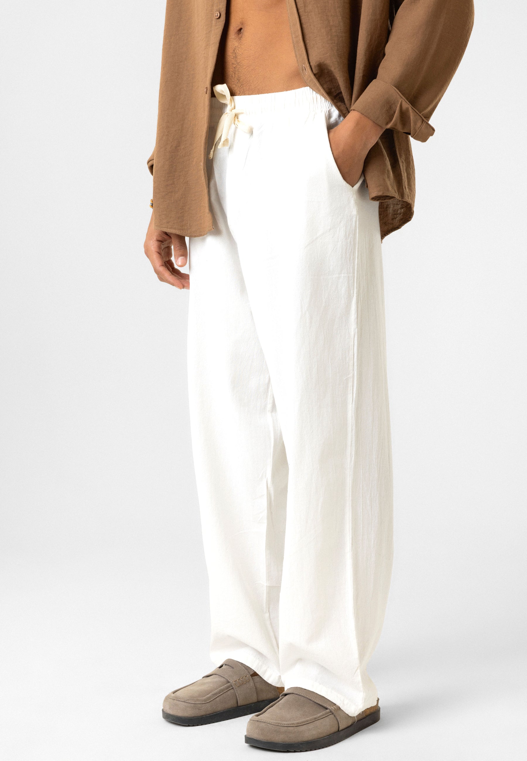 Elastic Waist Baggy Linen Pants – Breezy Fit, Effortless Vibe