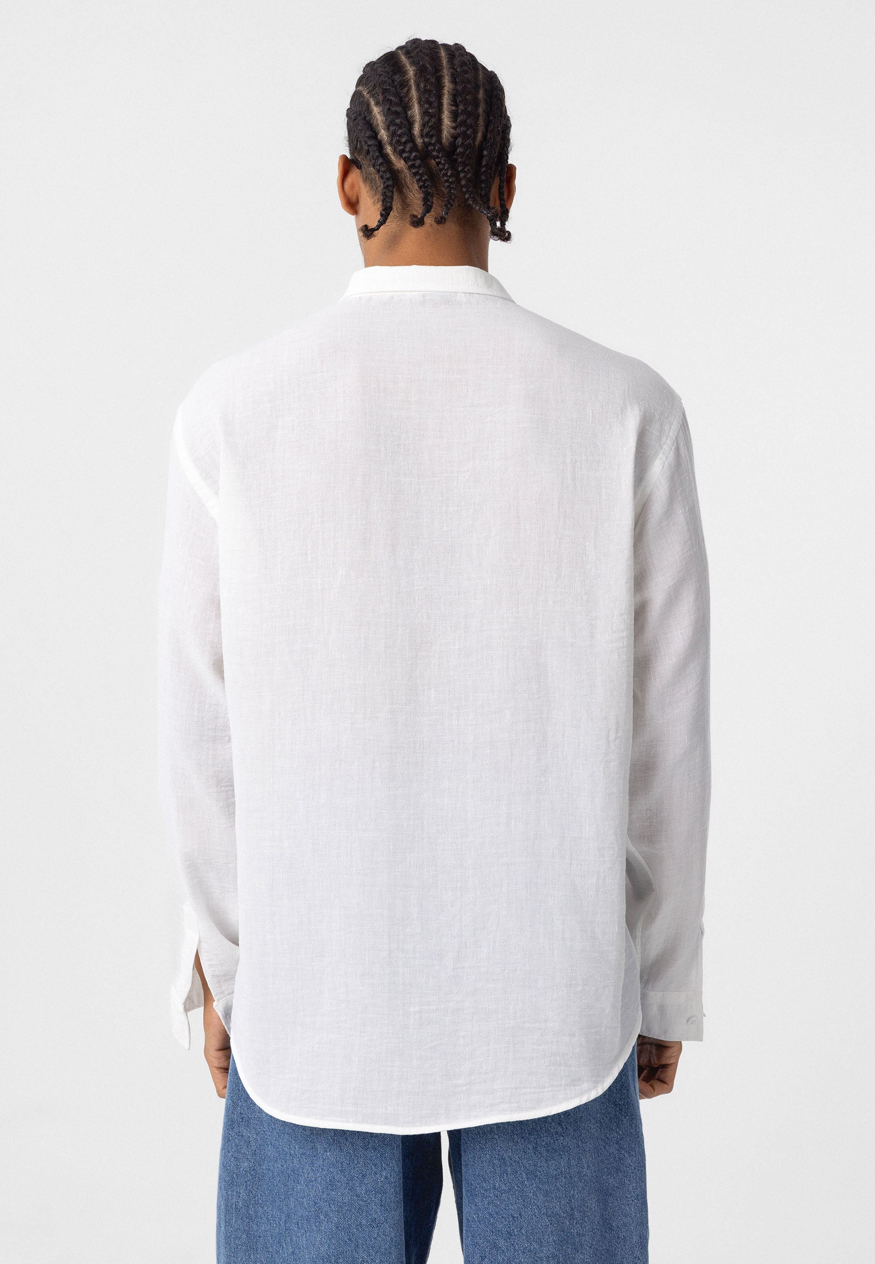 Dandalo Classic Linen Blend Button-Up Shirt – Ice White