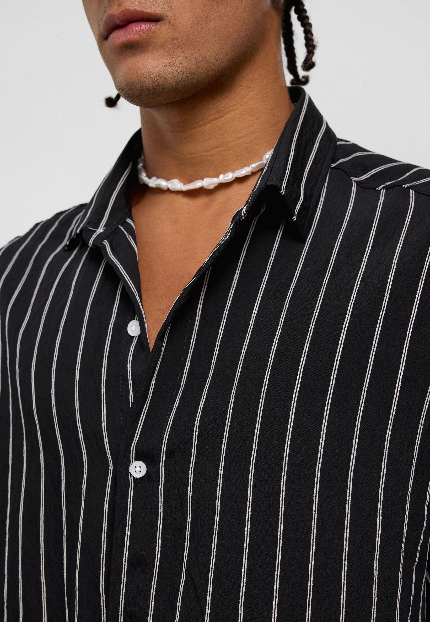 Matte Deep Black Oversized Woven Long‑Sleeve Shirt – Effortless Urban Comfort