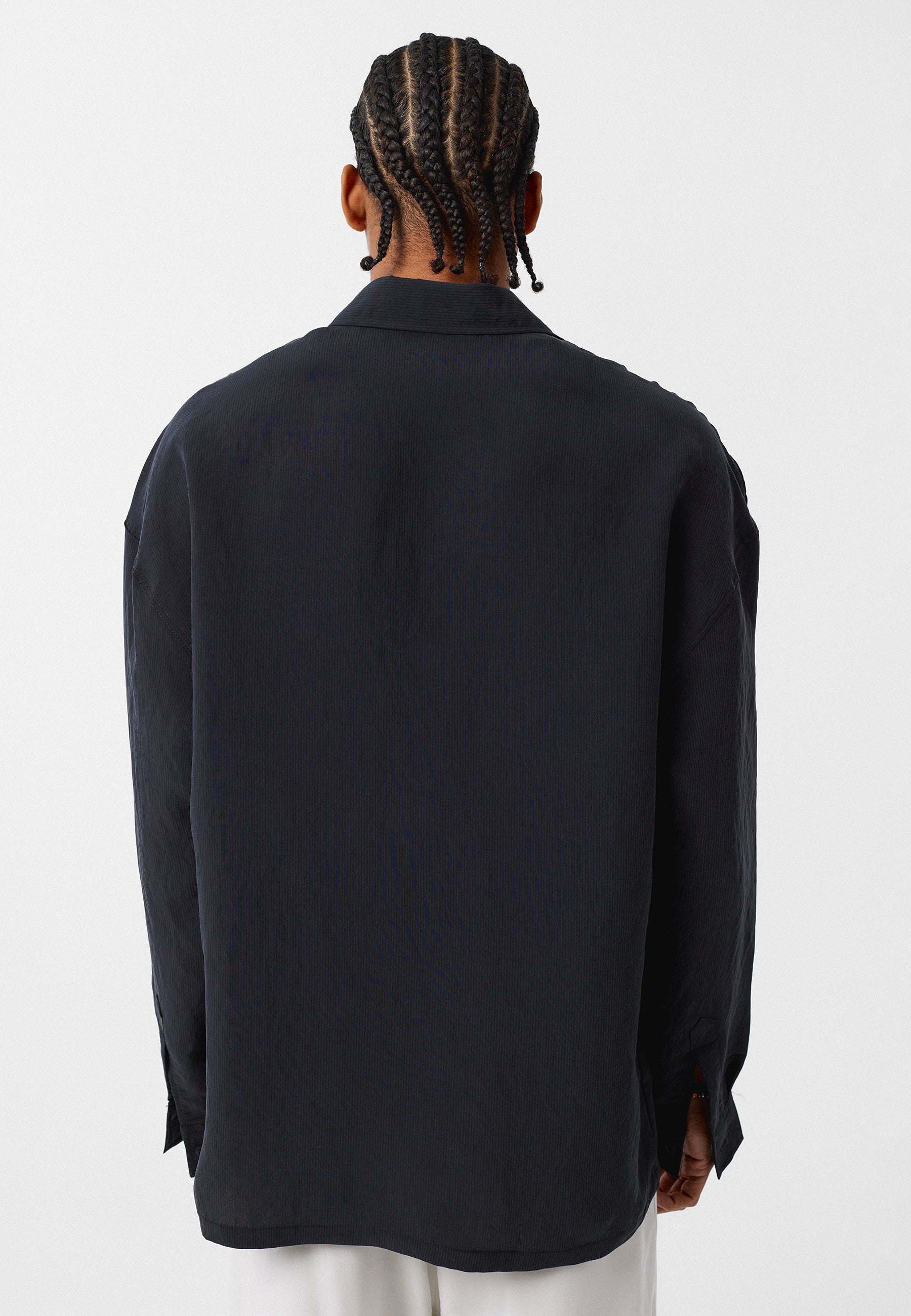 Matte Jet Black Oversized Linen Shirts