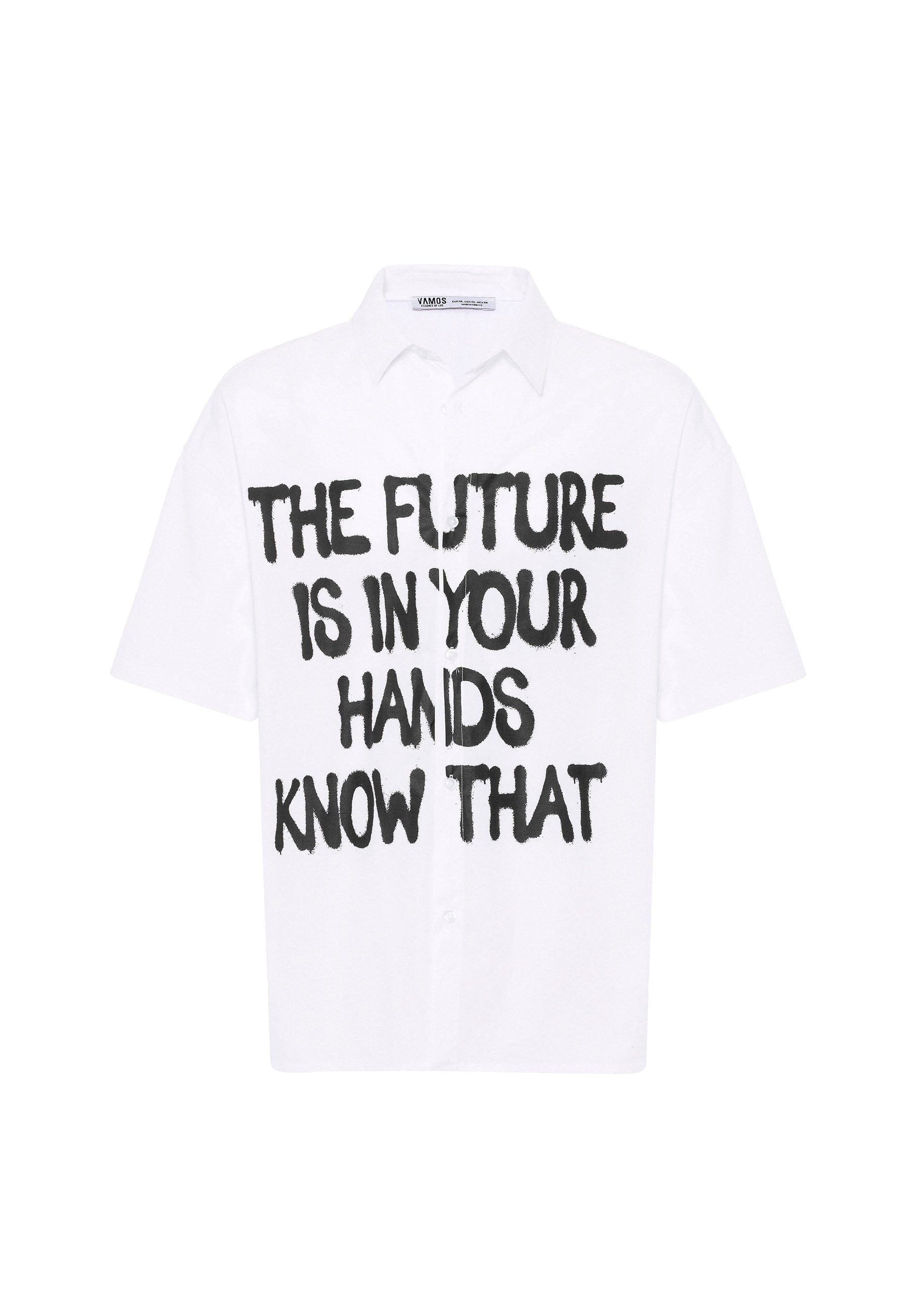 Soft white Oversize Printed Short-Sleeve Shirt – Relaxed Streetwear Vibe