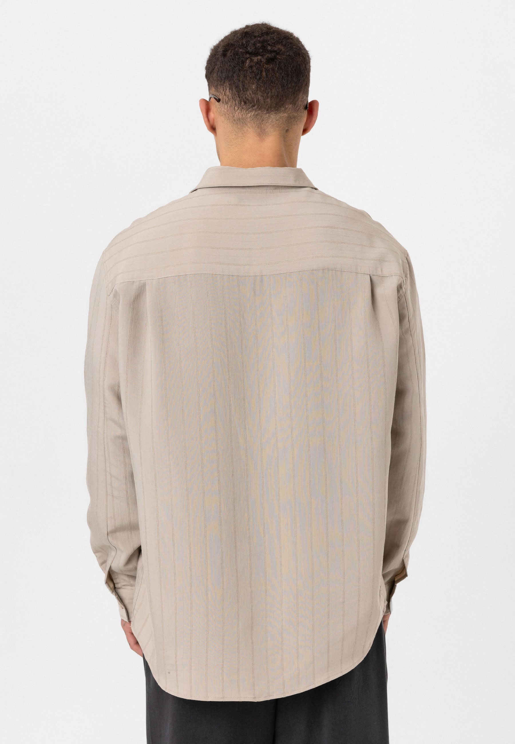 Stone Beige Button-Up Shirt – Relaxed Minimalist Fit