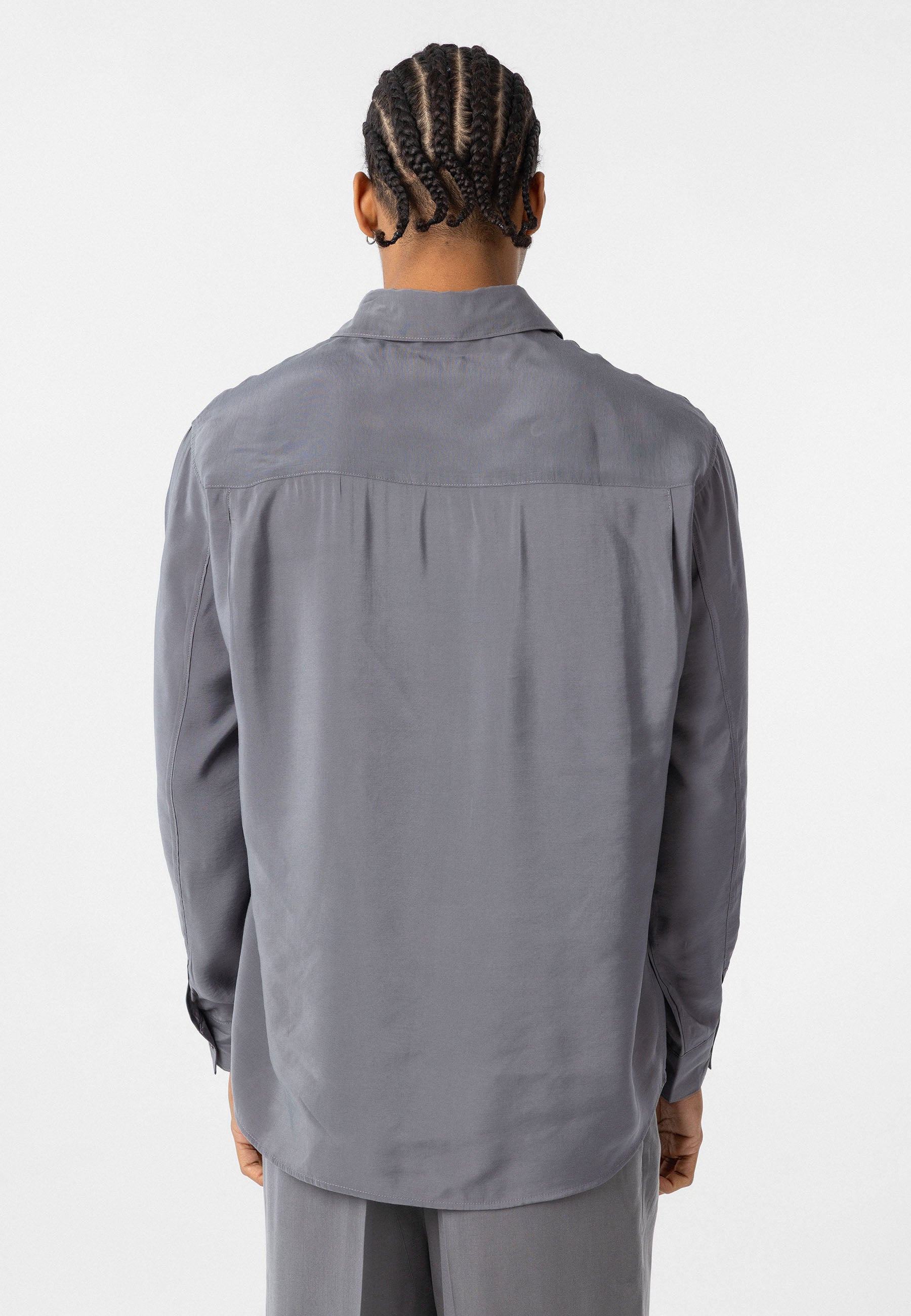 Grey Oversized Shirt – Long Sleeve, Minimal Everyday Style