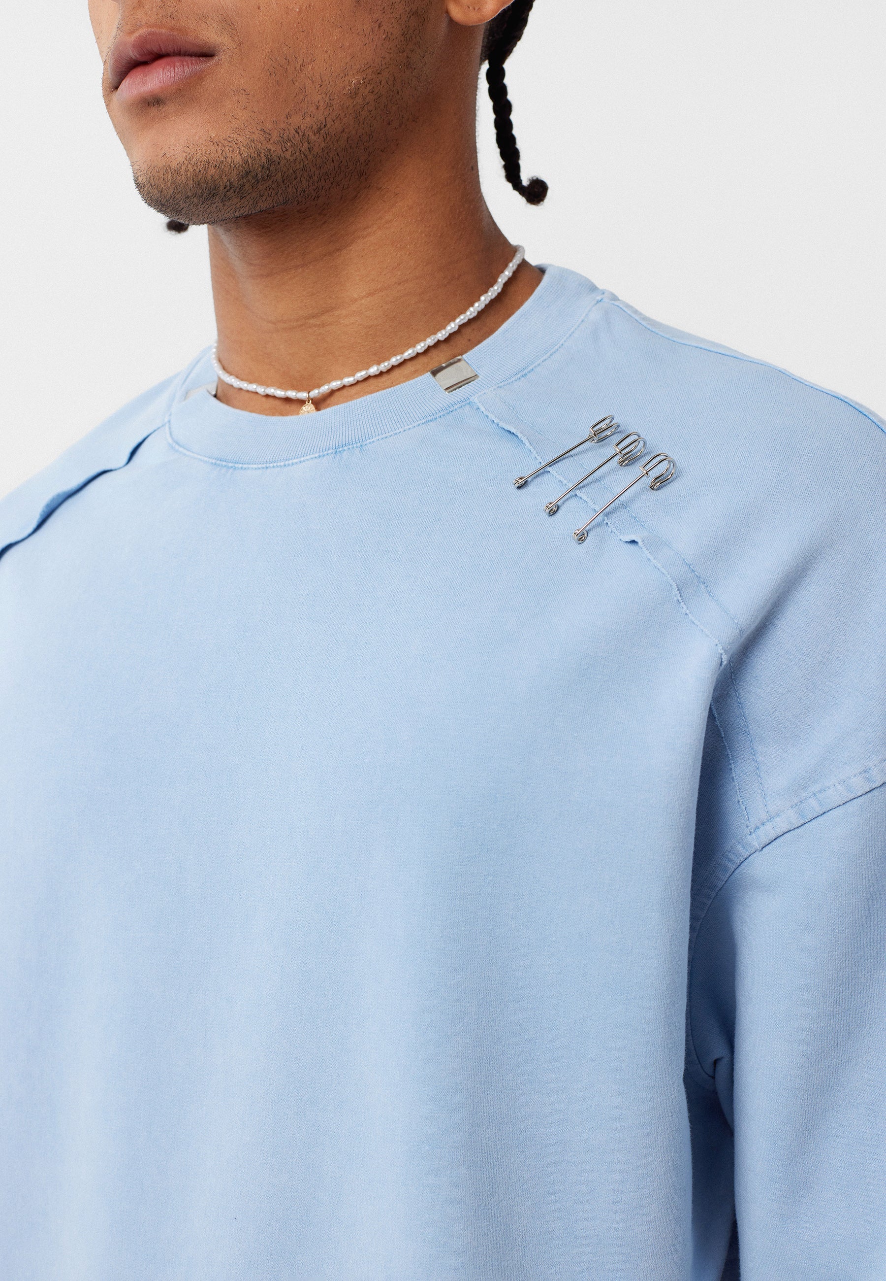 Oversized Washed Crew‑Neck T-shirts with Detail