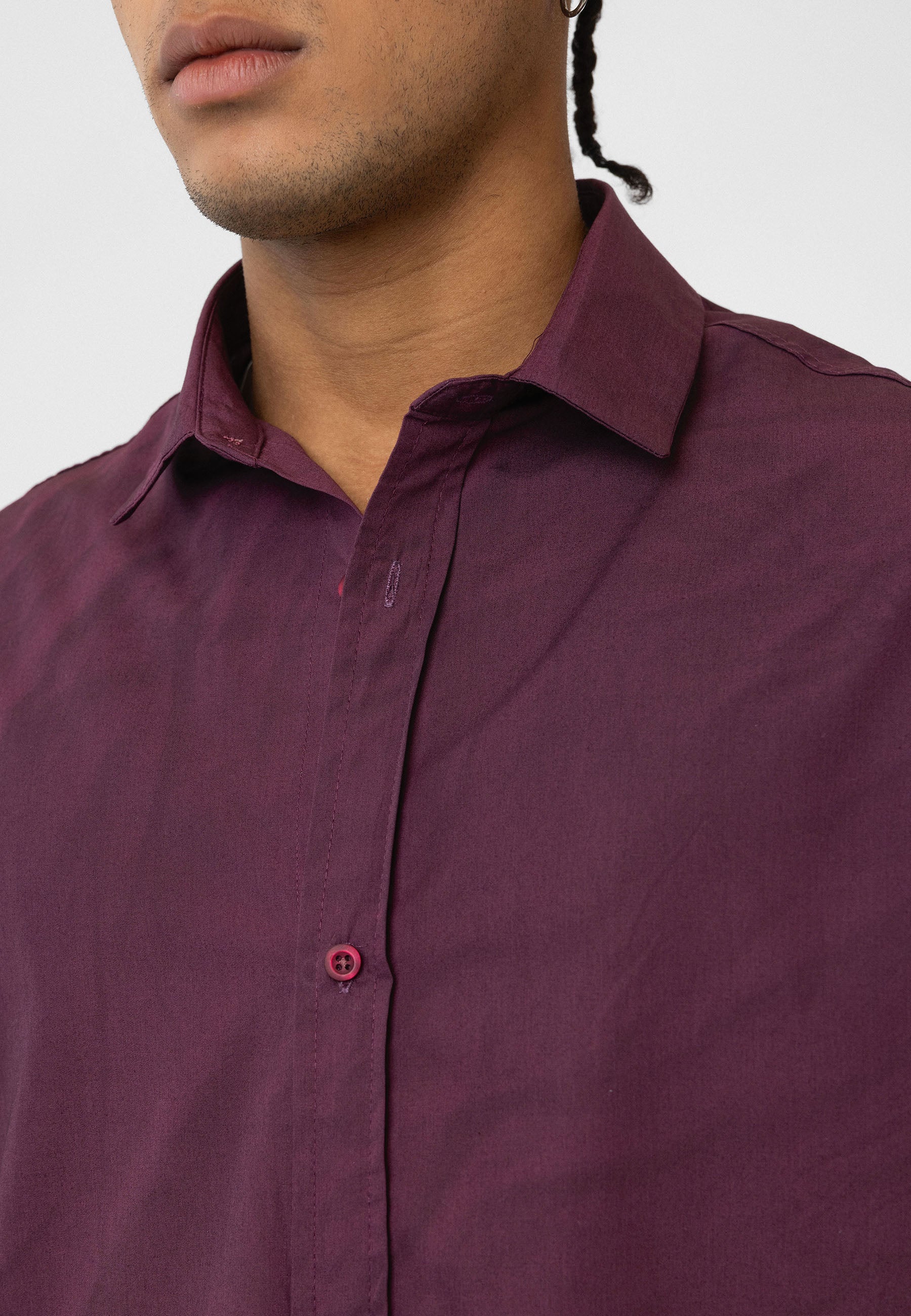 Deep Bordeaux Oversize Washed Poplin Shirt – Relaxed Streetwear Staple