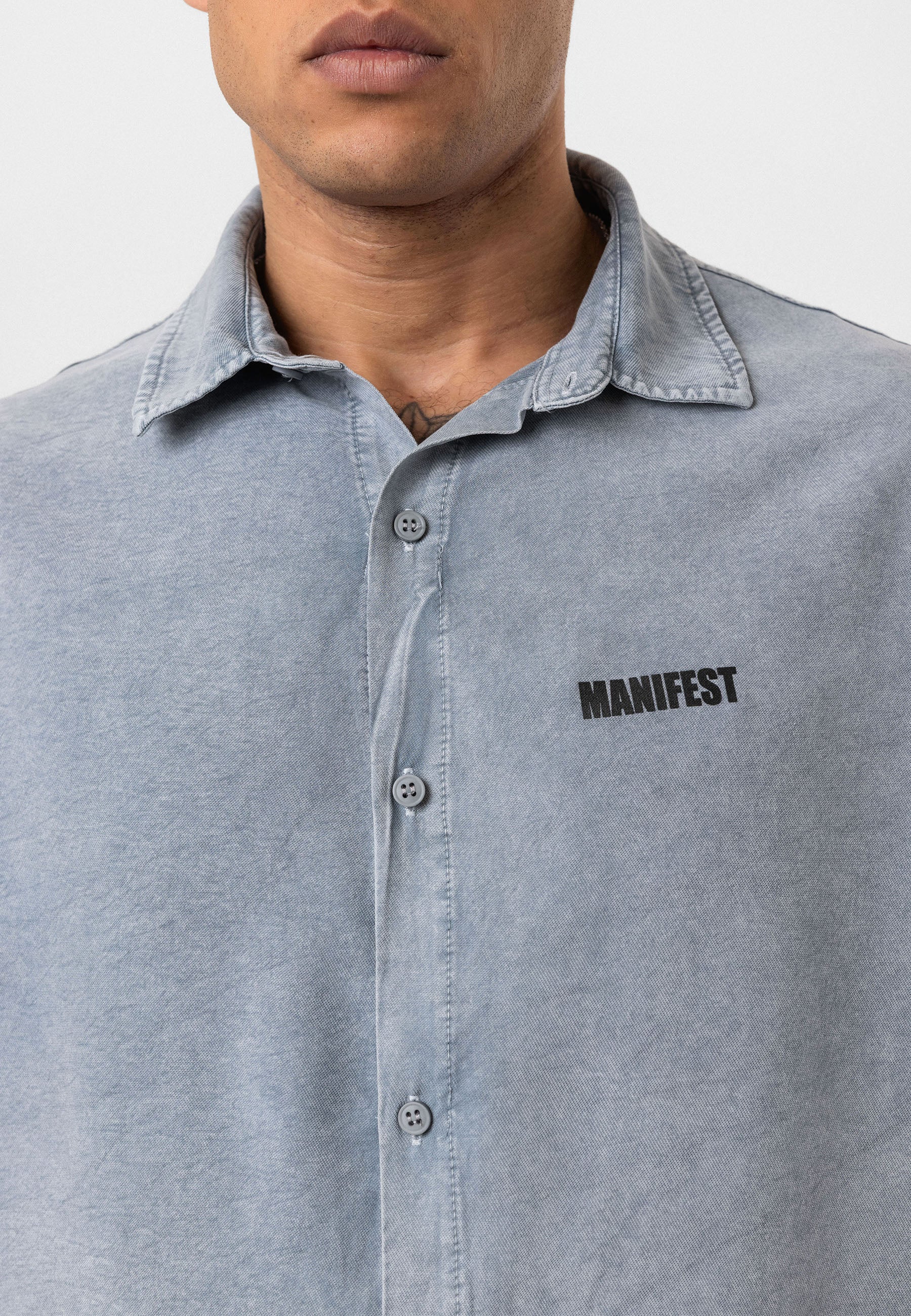 Washed Grey Oversize Printed Short Sleeve Shirt – Casual Urban Comfort