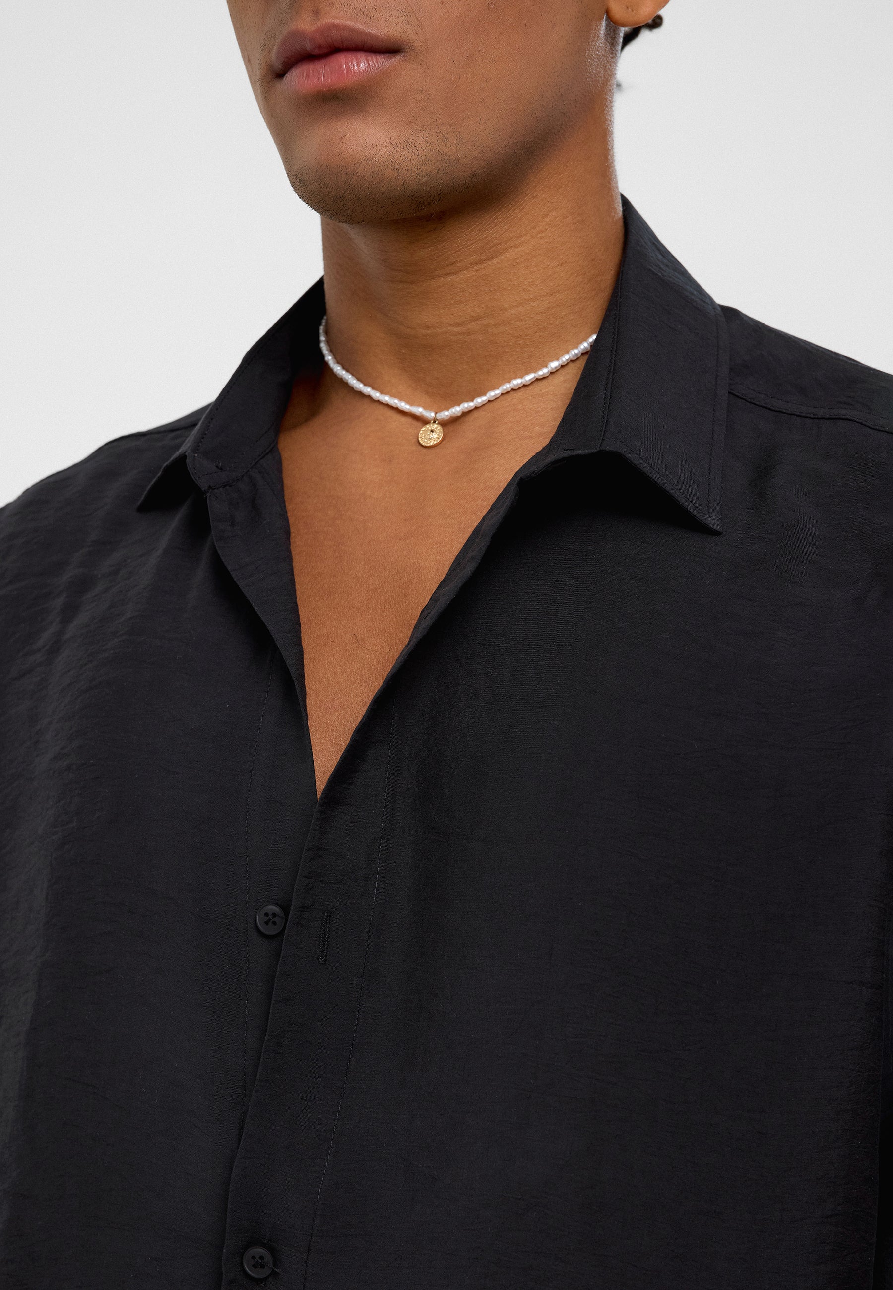 Deep Onyx Black Oversized Modal‑Blend Shirt – Smooth, Elegant & Effortlessly Stylish