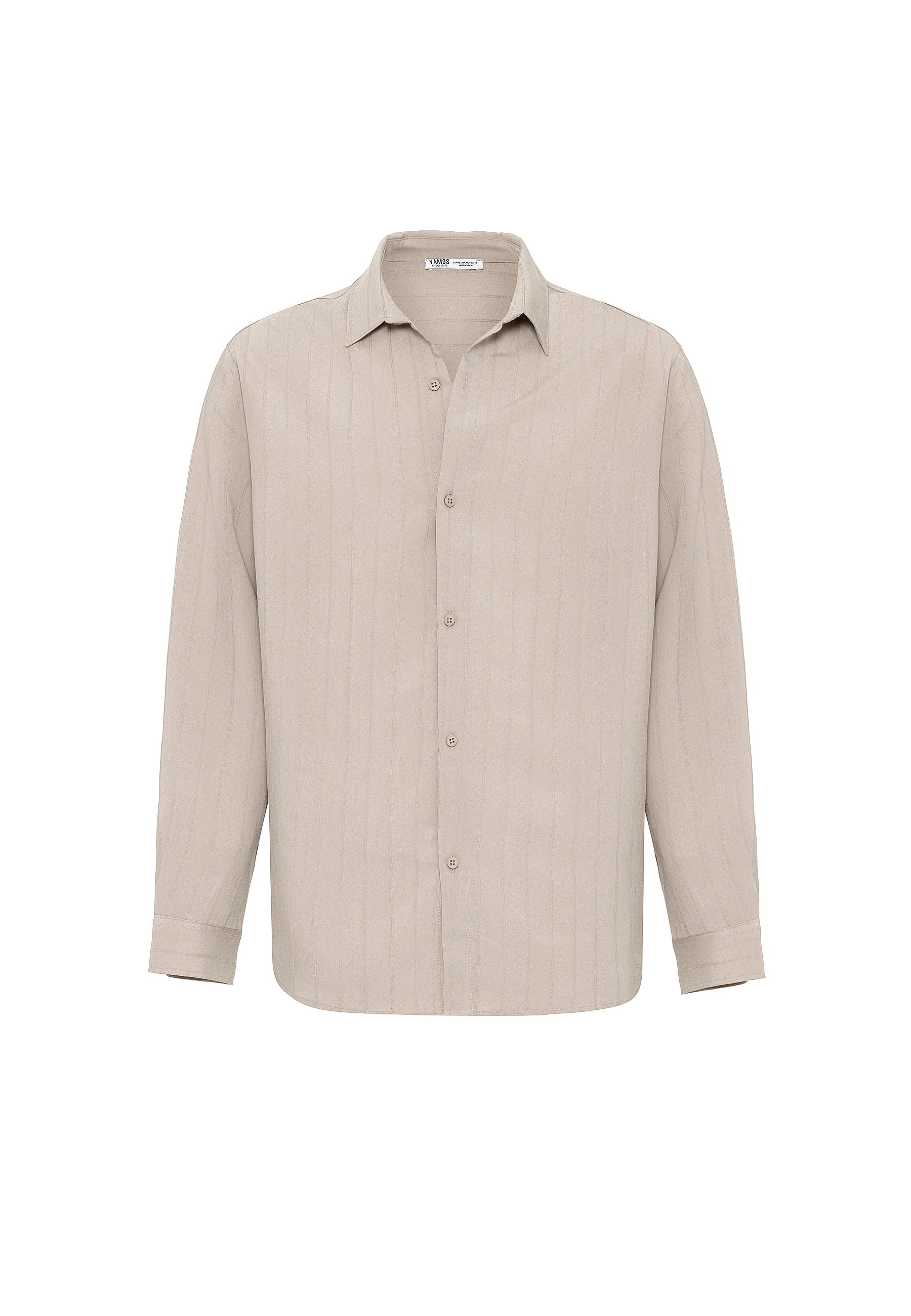 Stone Beige Button-Up Shirt – Relaxed Minimalist Fit
