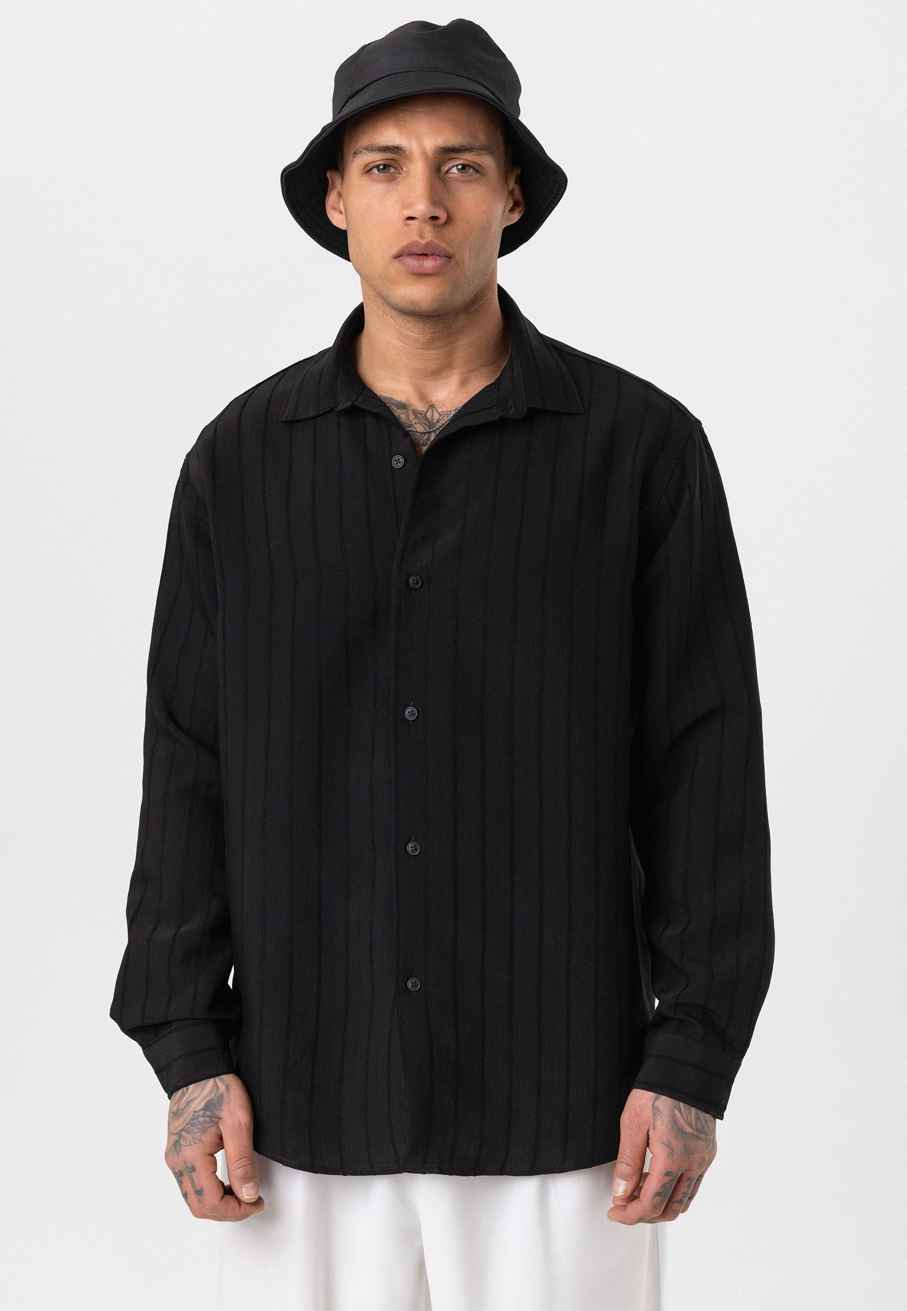 Black Button-Up Shirt – Relaxed Loose Fit