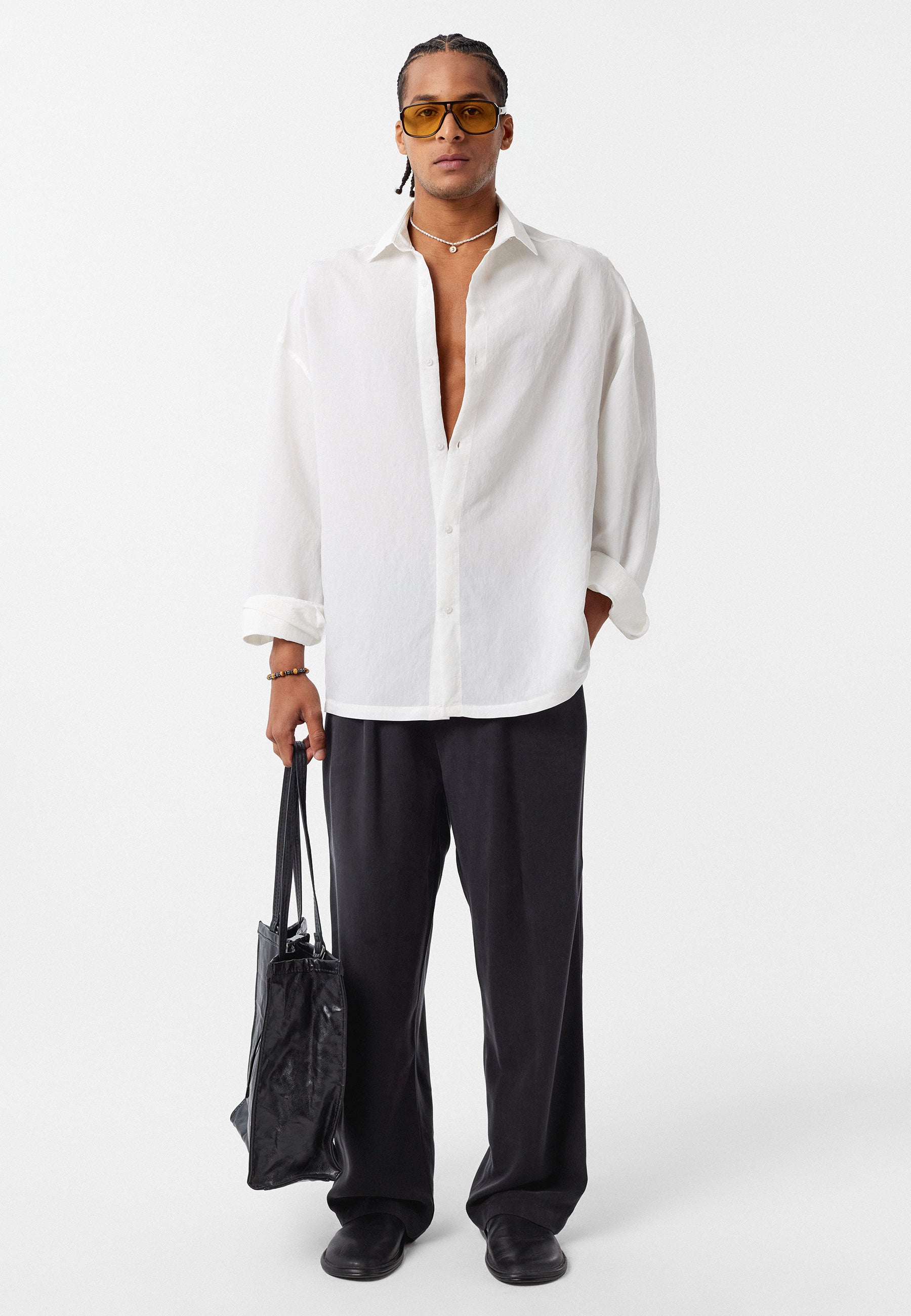 Crisp White Oversized Cotton‑Linen Shirt – Light Classic Everyday Style