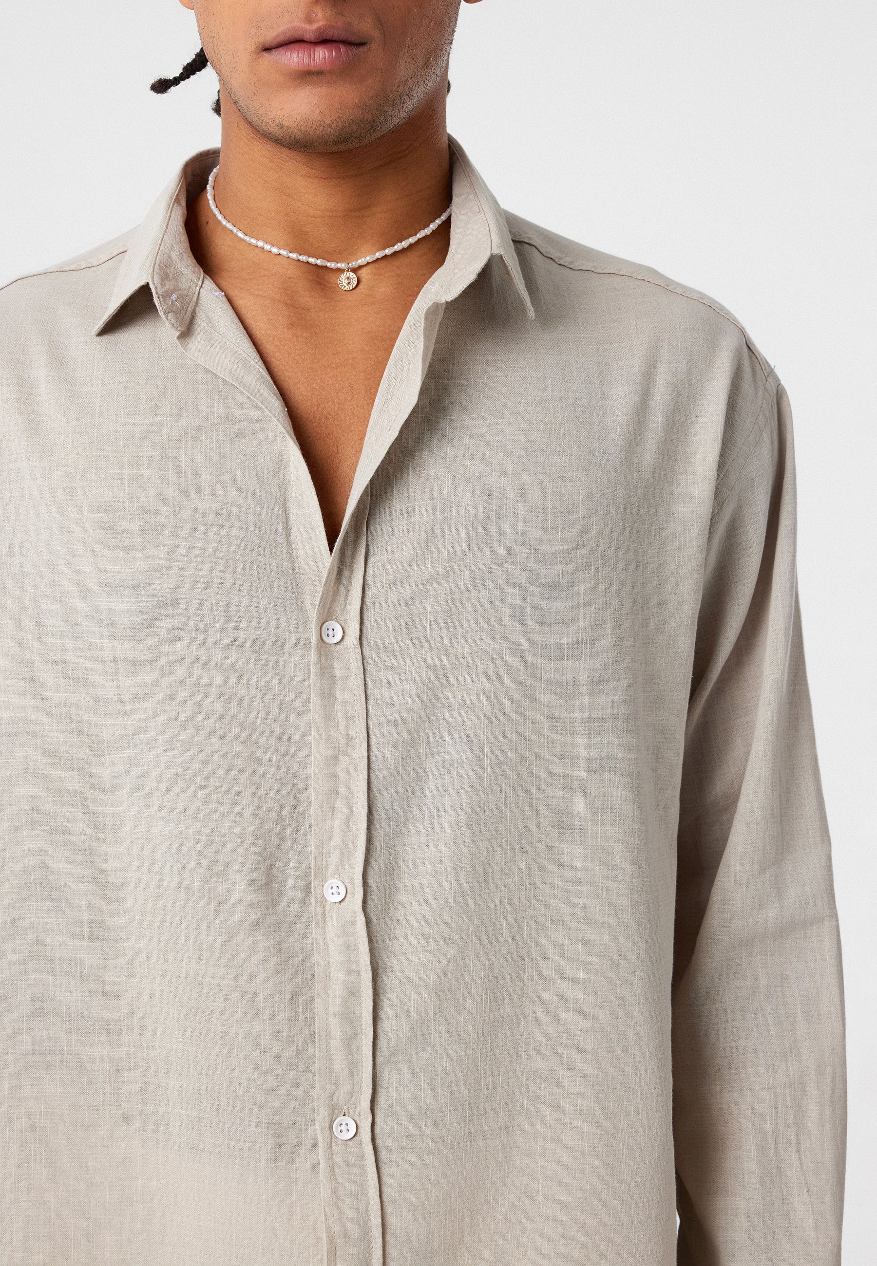 Cream Beige Comfort Fit Button-Up Shirt – Lightweight Everyday Essential